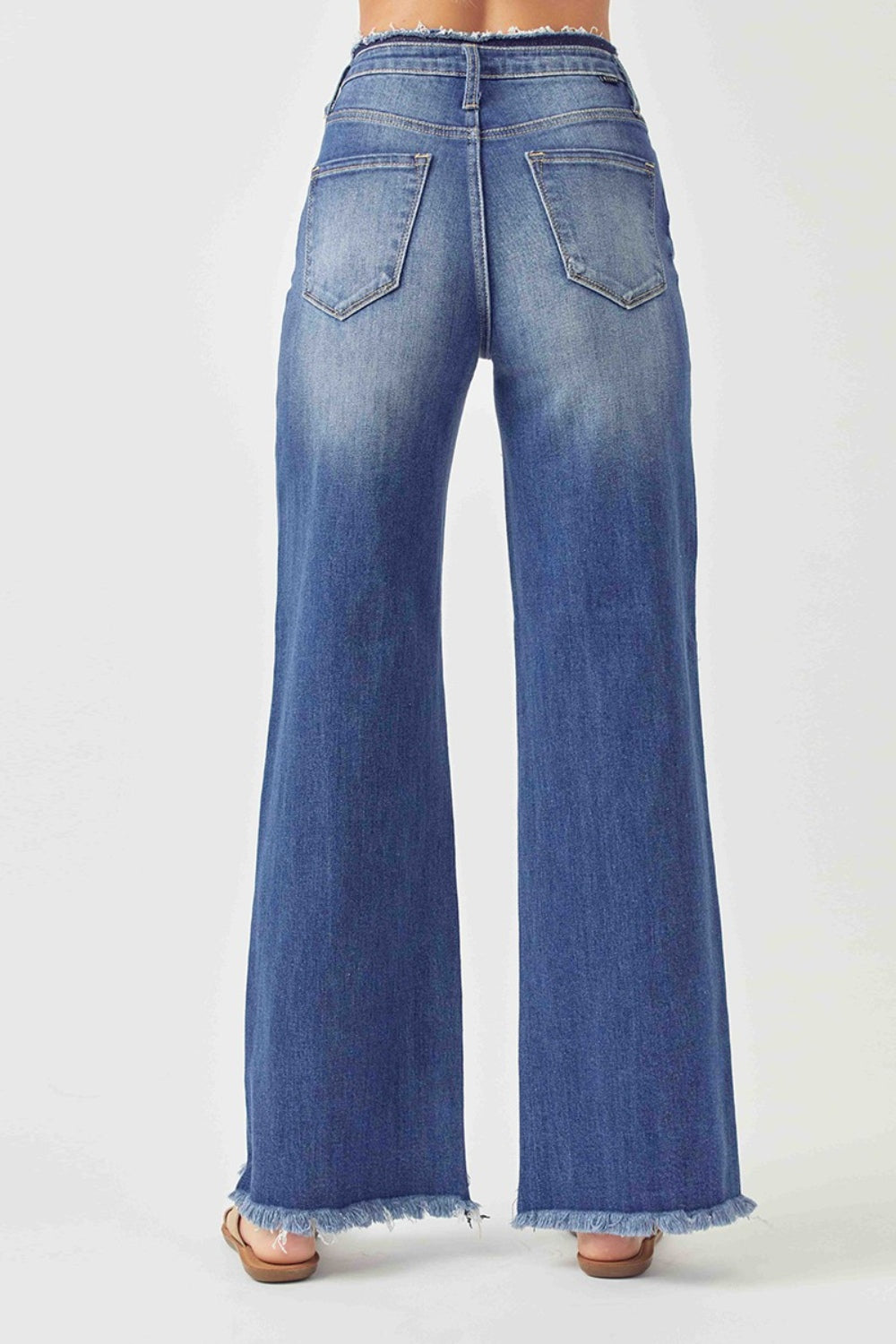 Blue Zone Planet | RISEN High Waist Raw Hem Wide Leg Jeans-TOPS / DRESSES-[Adult]-[Female]-2022 Online Blue Zone Planet