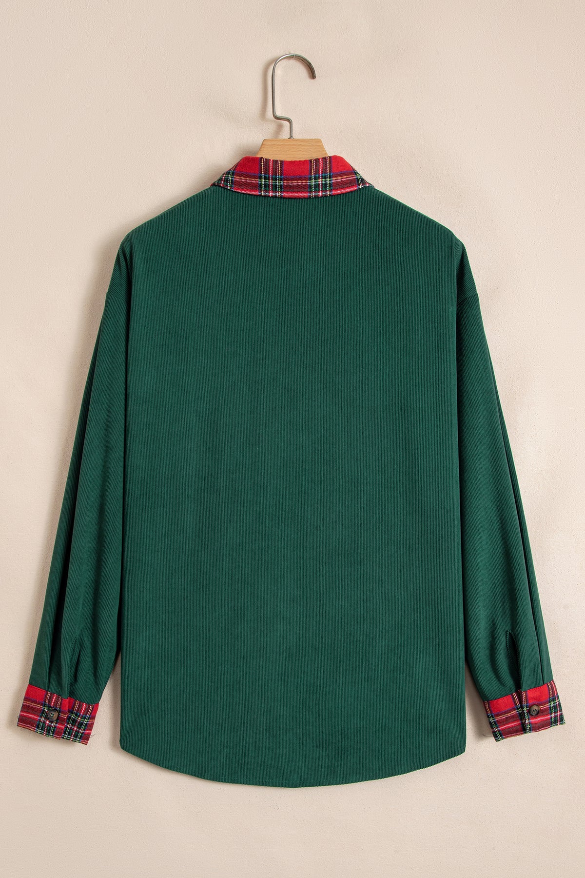 Blackish Green Plaid Pocket Button Long Sleeve Shift Shacket-Outerwear/Jackets-[Adult]-[Female]-2022 Online Blue Zone Planet