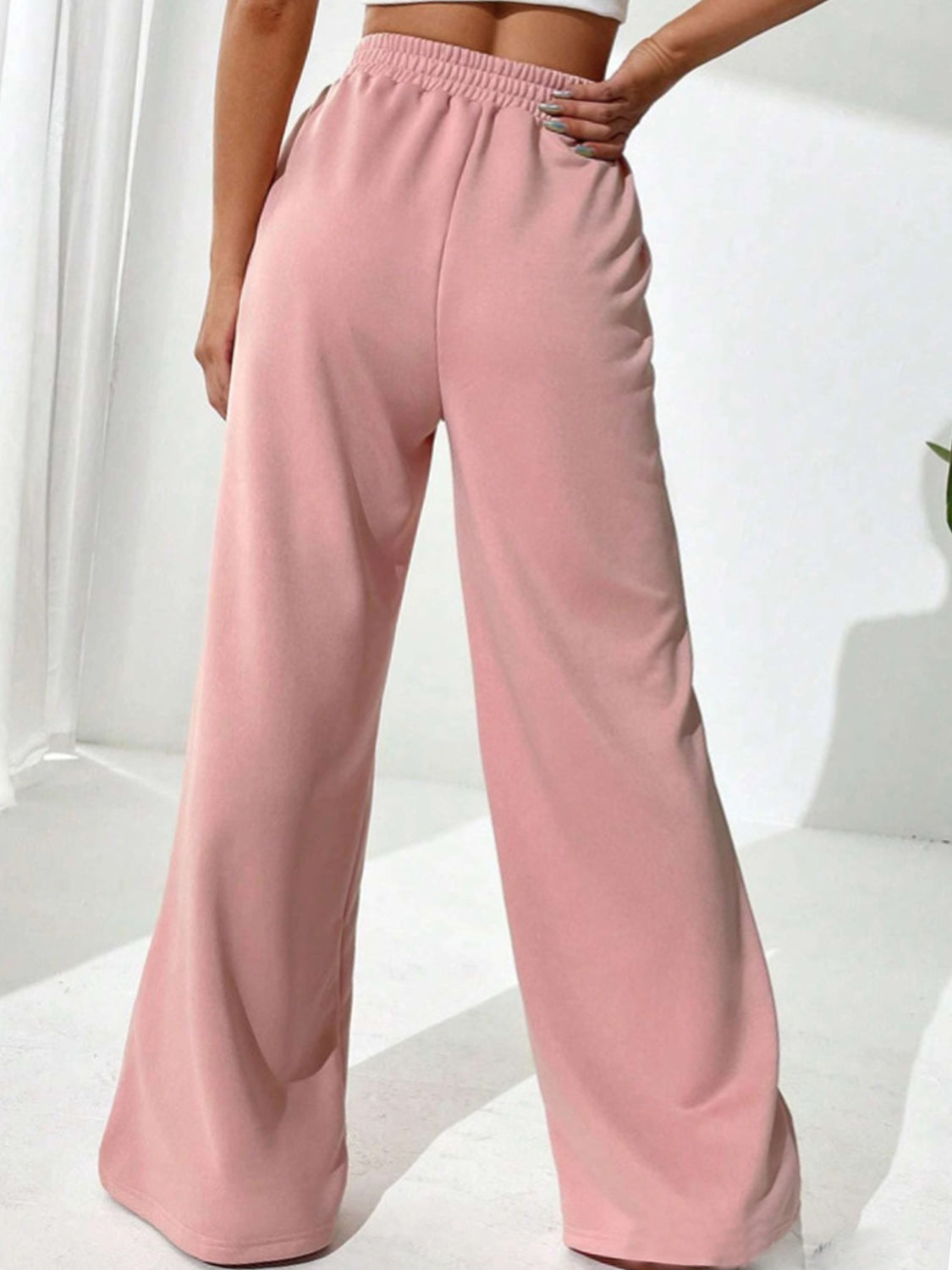 Blue Zone Planet | Elastic Waist Wide Leg Pants-BOTTOMS SIZES SMALL MEDIUM LARGE-[Adult]-[Female]-2022 Online Blue Zone Planet