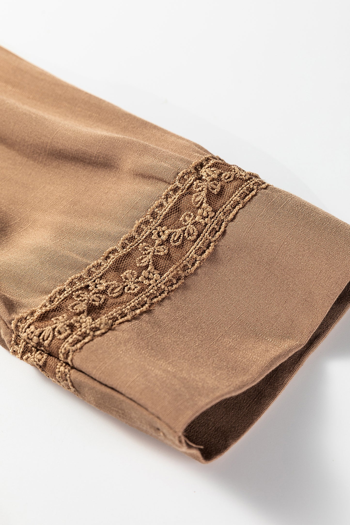 Straw Yellow Lace Trim Peter Pan Collar Long Sleeve Mini Shirt Dress-TOPS / DRESSES-[Adult]-[Female]-2022 Online Blue Zone Planet