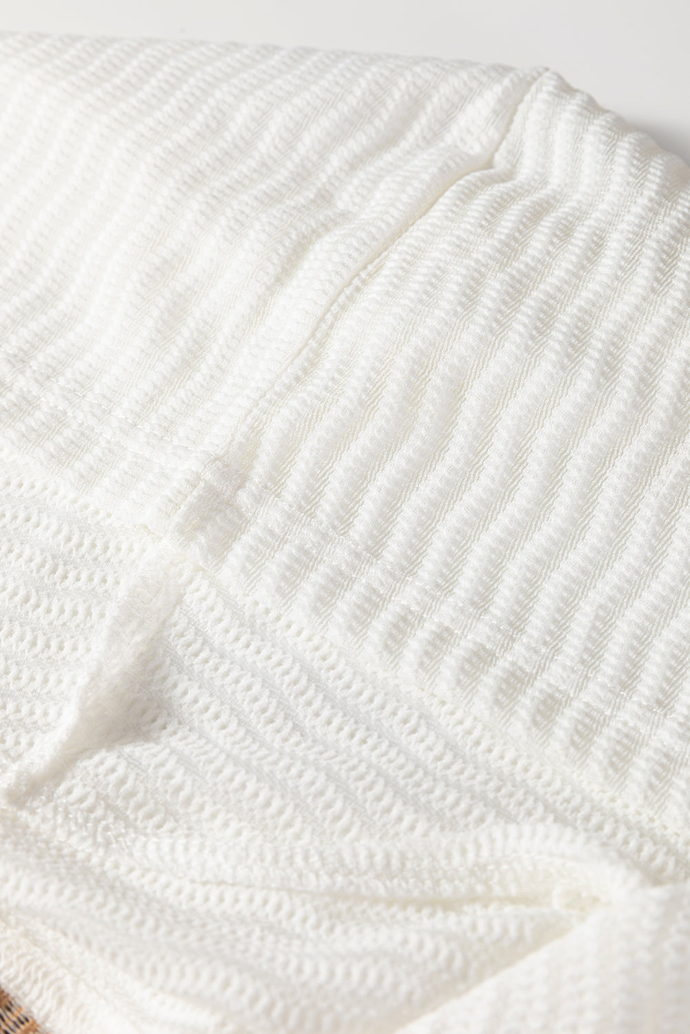 Khaki Stripe Buttoned V Neck Textured Hooded Plus Size Top-Tops / Dresses-[Adult]-[Female]-2022 Online Blue Zone Planet