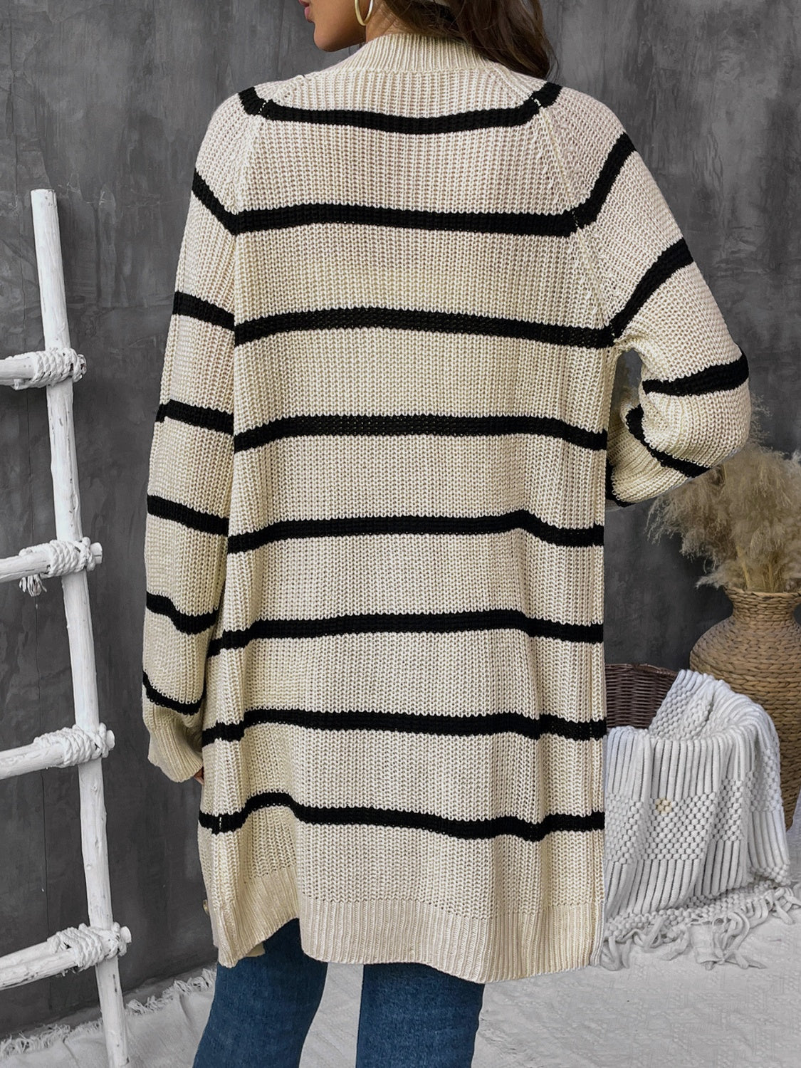 Striped Button Up Long Sleeve Cardigan-TOPS / DRESSES-[Adult]-[Female]-2022 Online Blue Zone Planet