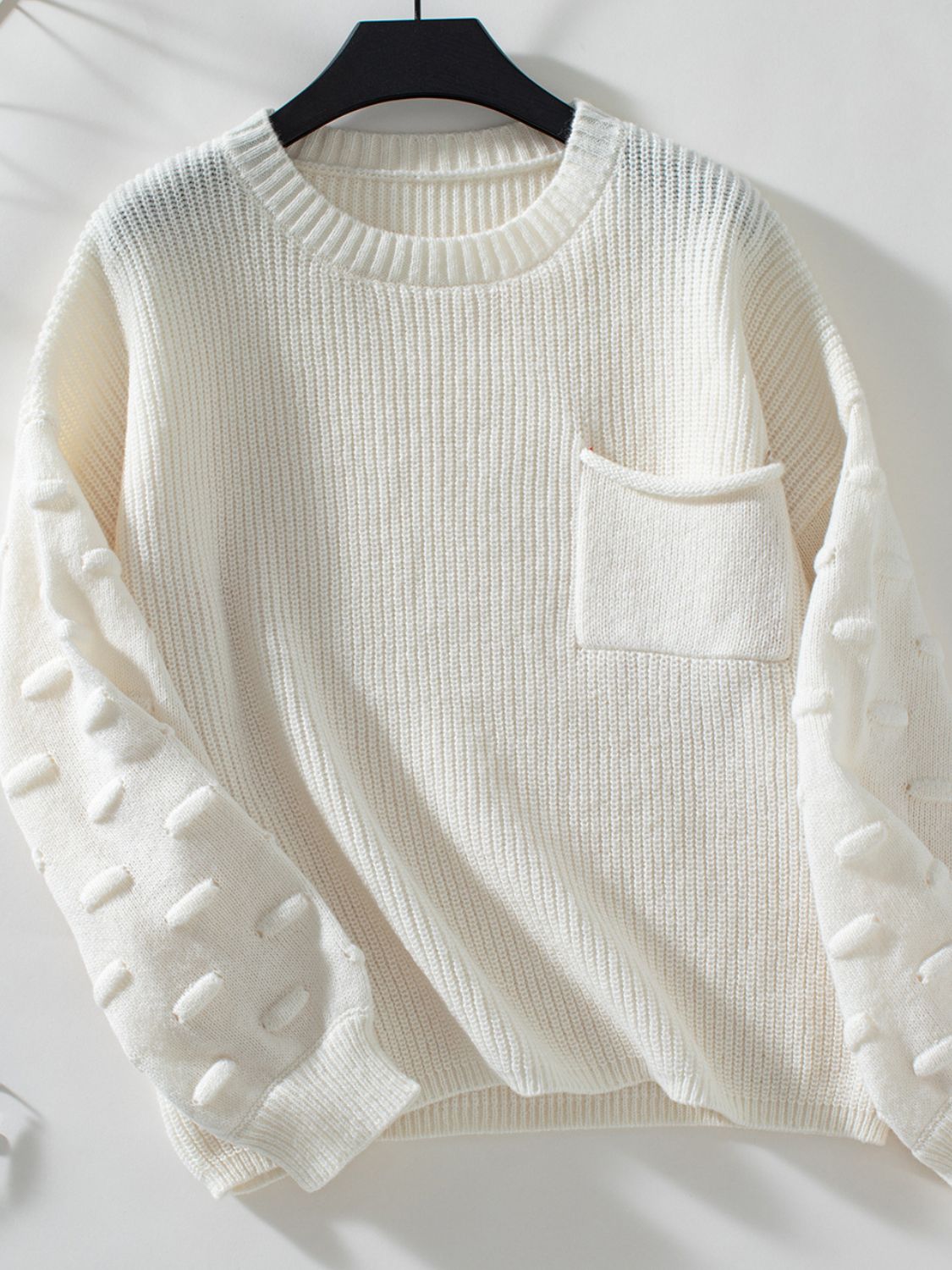 Round Neck Drop Shoulder Sweater-TOPS / DRESSES-[Adult]-[Female]-Ivory-S-2022 Online Blue Zone Planet