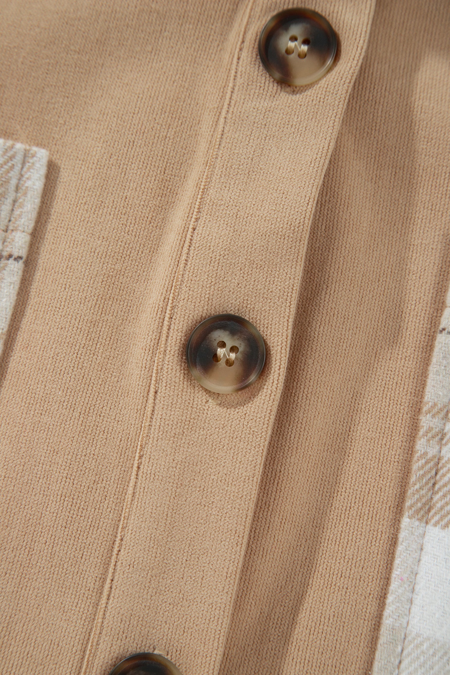 Light French Beige Plaid Colorblock Shirt Collar Shift Shacket-Outerwear/Jackets-[Adult]-[Female]-2022 Online Blue Zone Planet