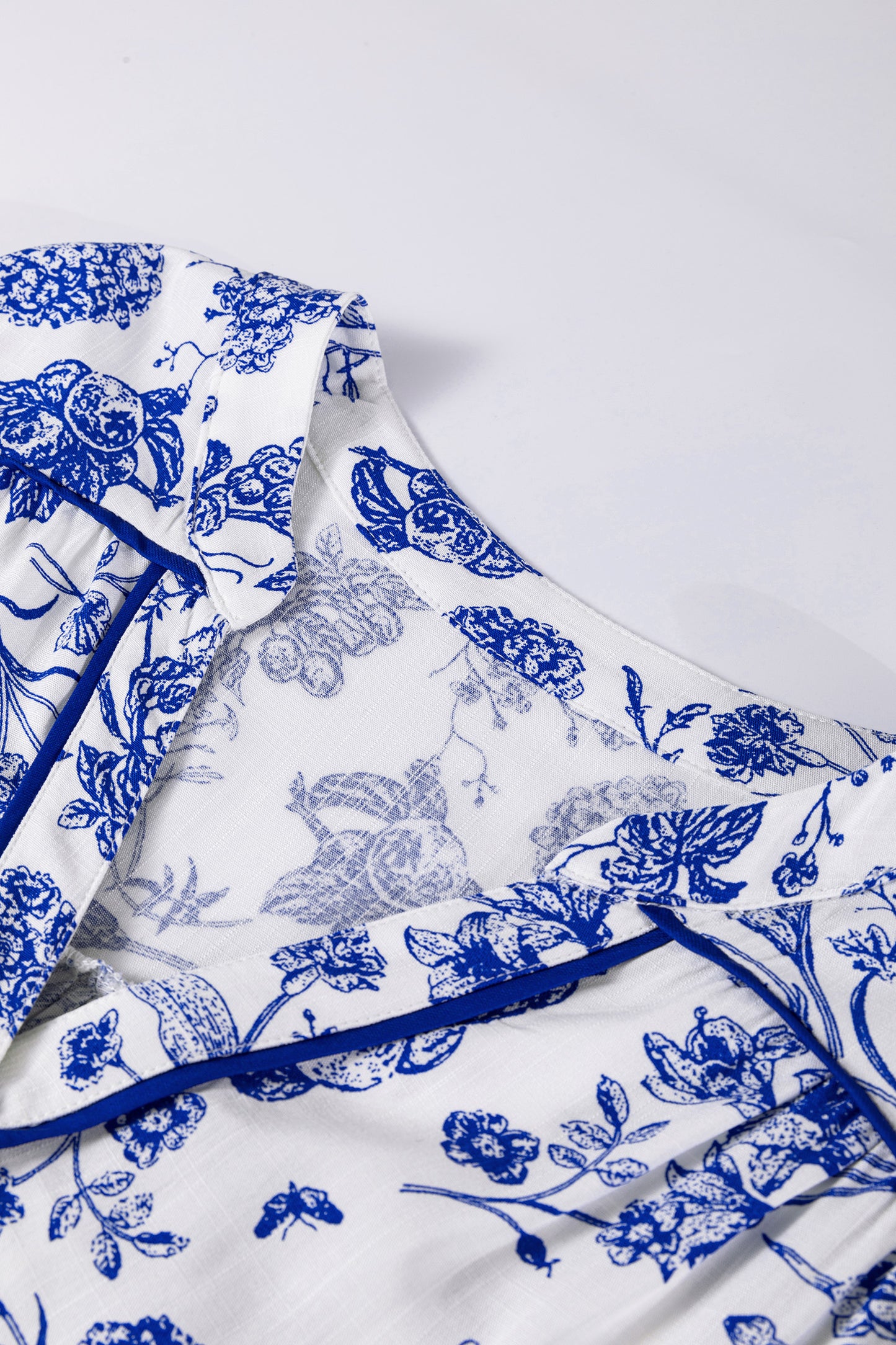 Blue Ruffled Short Sleeve Tiered Floral Midi Dress-TOPS / DRESSES-[Adult]-[Female]-2022 Online Blue Zone Planet