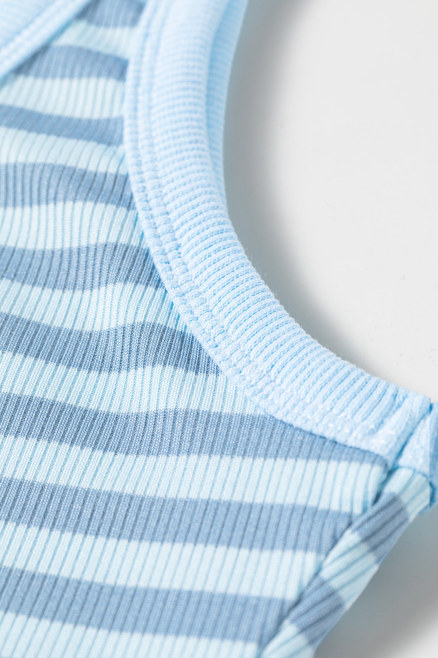 Sky Blue Stripe Ribbed Knit Slim Tank Top-Tops/Tank Tops-[Adult]-[Female]-2022 Online Blue Zone Planet