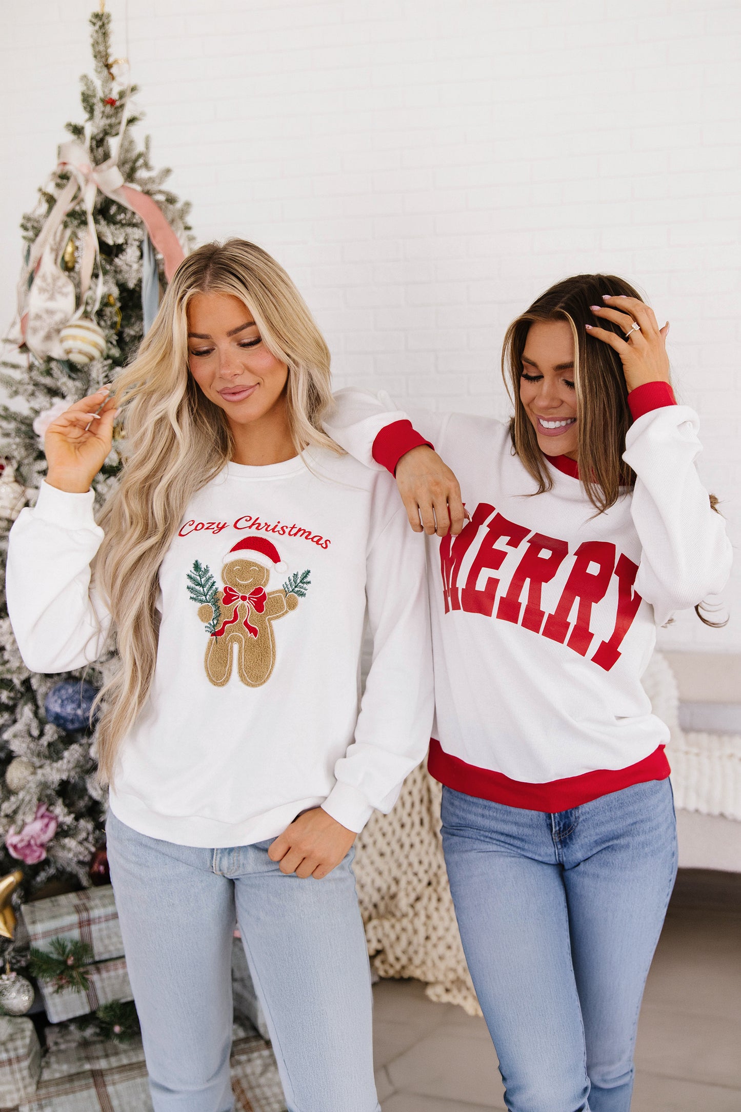 Beige Color Block Trim Merry Slogan Pullover Sweatshirt-Tops/Sweatshirts & Hoodies-[Adult]-[Female]-2022 Online Blue Zone Planet
