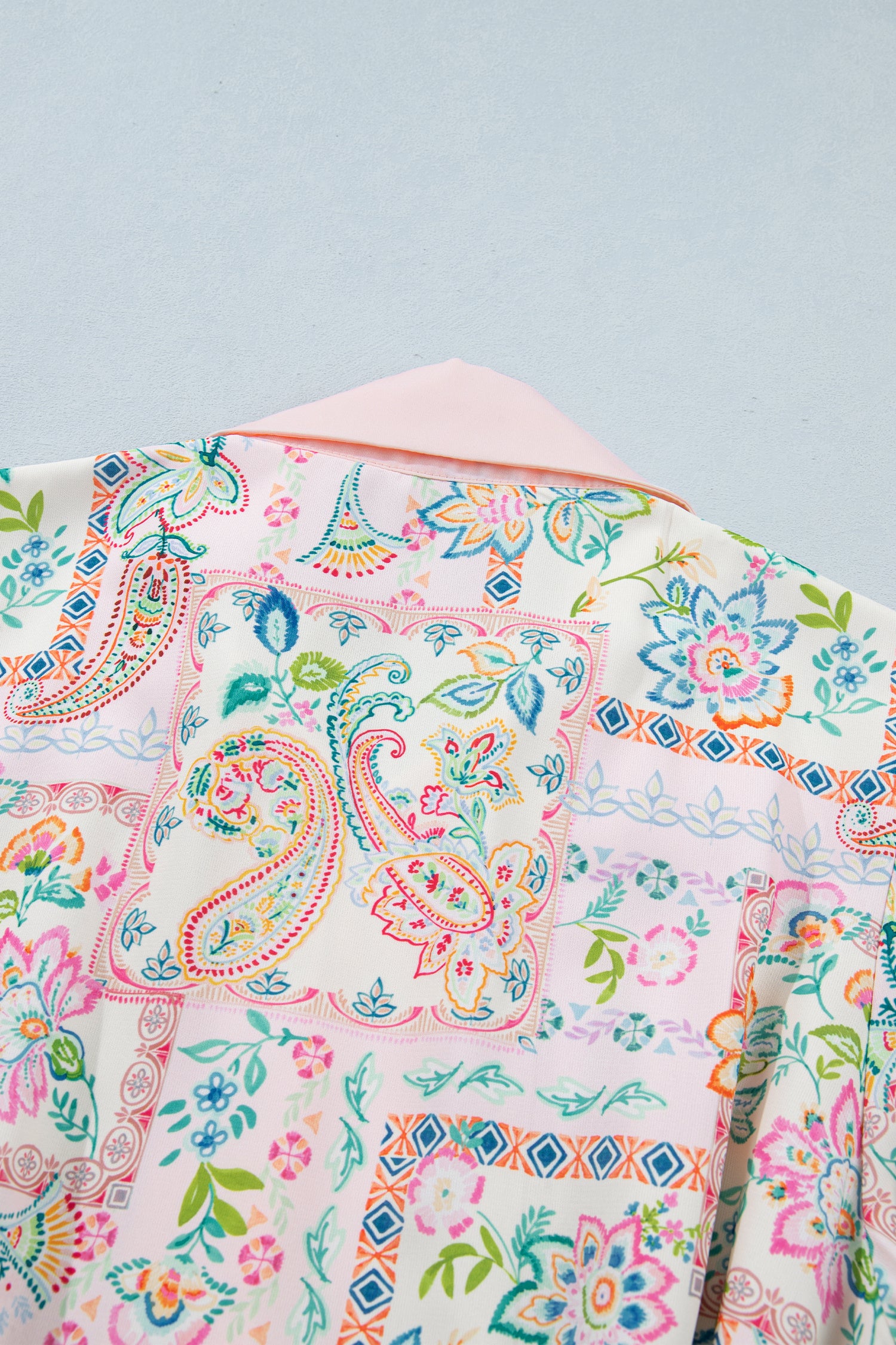 Pink Boho Floral Print Color Block Trim Half Button Belted Mini Dress-TOPS / DRESSES-[Adult]-[Female]-2022 Online Blue Zone Planet
