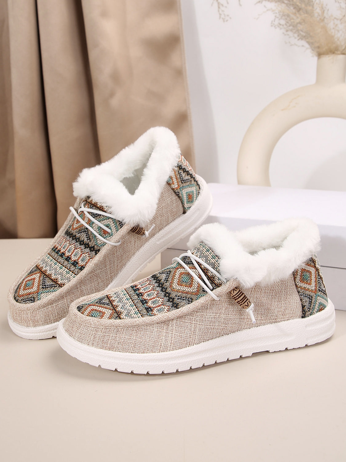 Printed Round Toe Flat Slip-Ons-SHOES-[Adult]-[Female]-2022 Online Blue Zone Planet