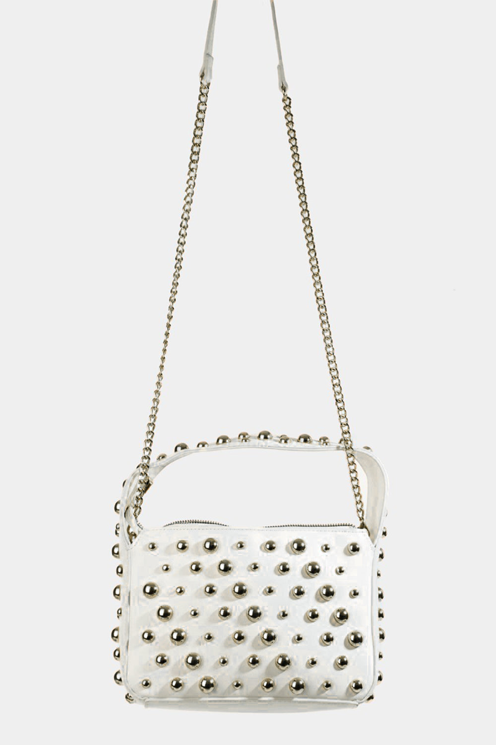 Fame Ball Studded Square Handbag-HANDBAGS-[Adult]-[Female]-Silver-One Size-2022 Online Blue Zone Planet