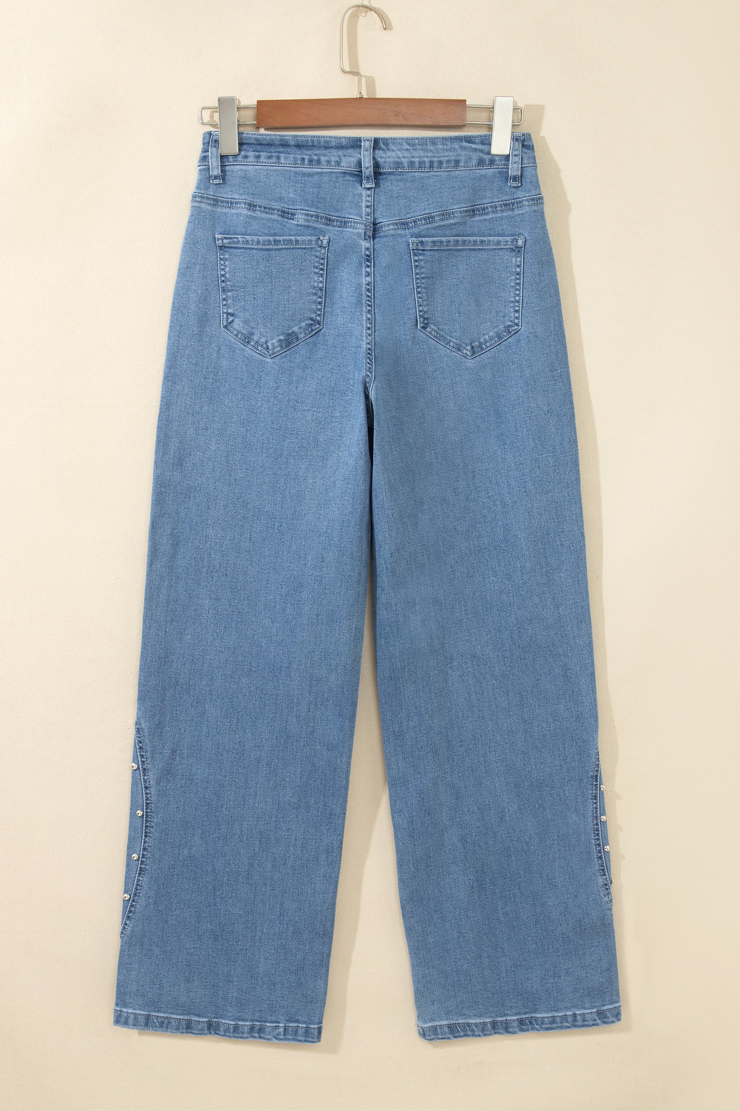Dusk Blue Side Seam Rivet Detail Ankle Length Casual Jeans