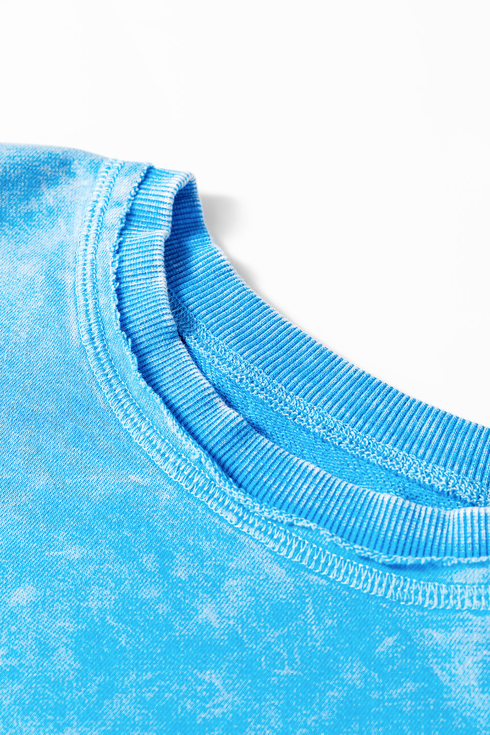 Blue Mineral Wash Raw Seam Double Patched Pocket Pullover Sweatshirt-Tops/Sweatshirts & Hoodies-[Adult]-[Female]-2022 Online Blue Zone Planet