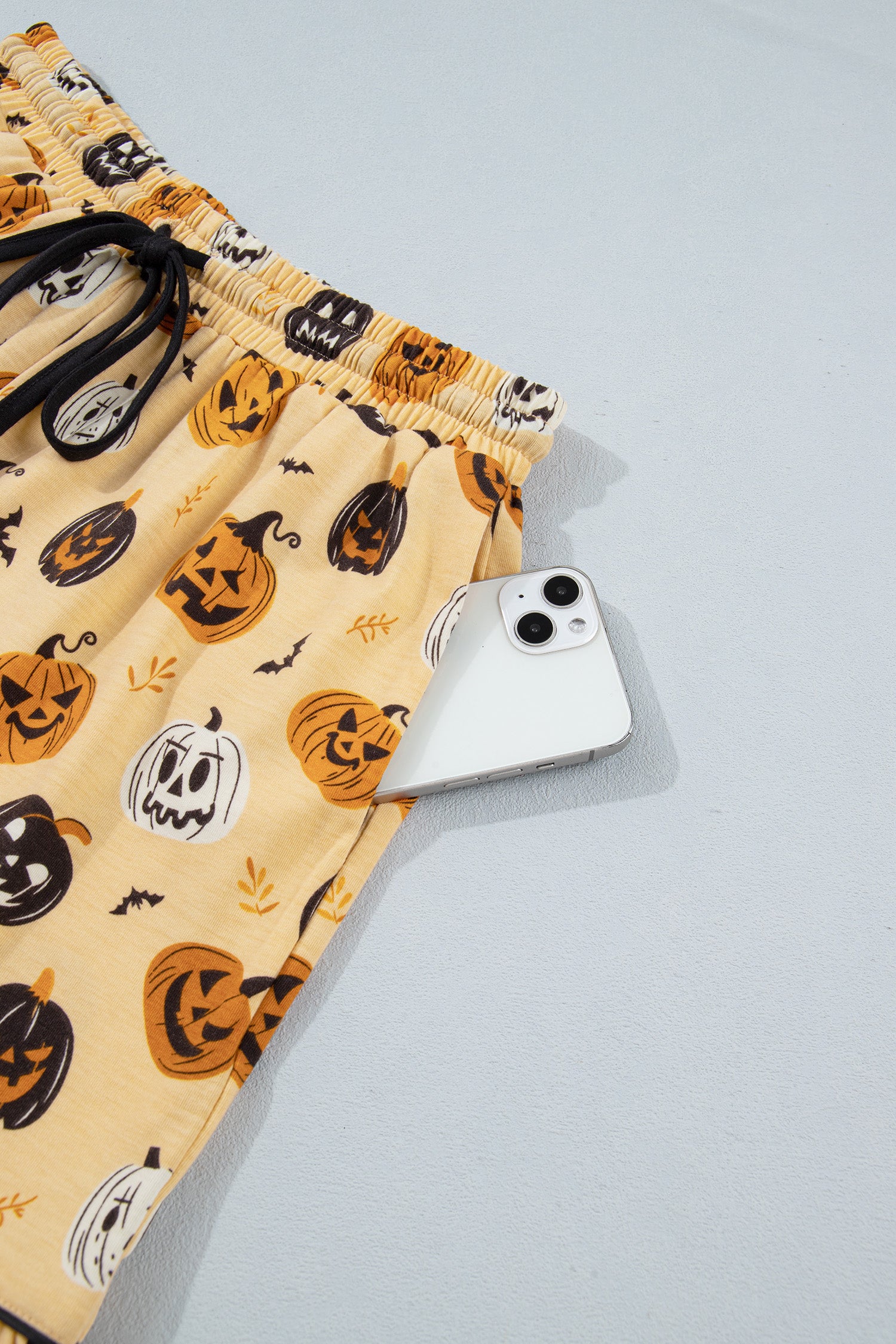 Orange Long Sleeve Ruffle Pumpkin Face Print Two Piece Lounge Set-Loungewear & Sleepwear/Loungewear-[Adult]-[Female]-2022 Online Blue Zone Planet