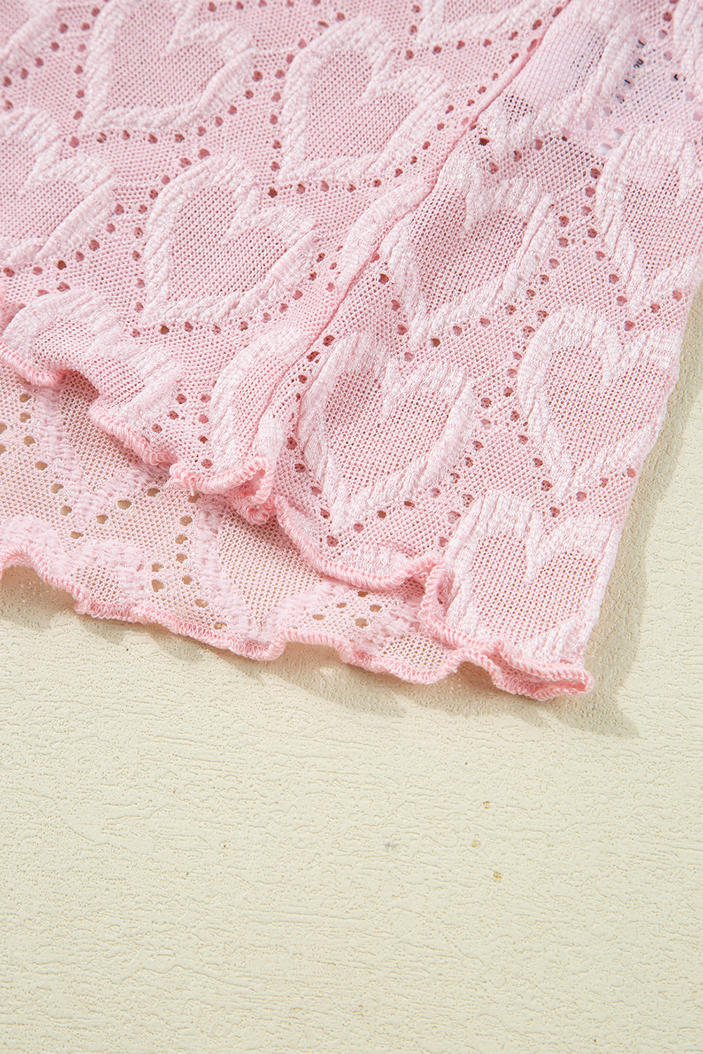 Gossamer Pink Heart Jacquard Flare Sleeve Mock Neck Fitted Top-Tops/Long Sleeve Tops-[Adult]-[Female]-2022 Online Blue Zone Planet