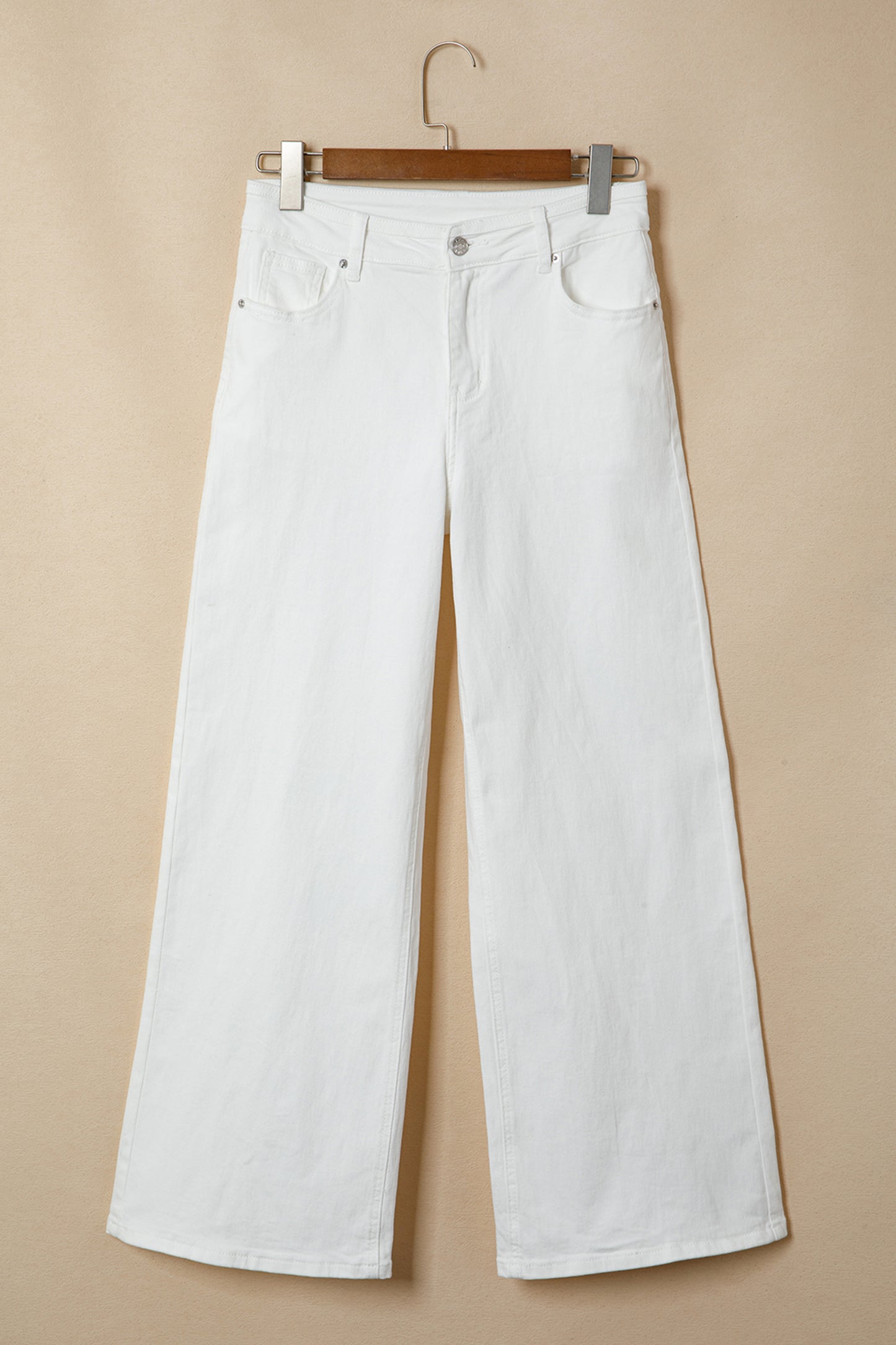 White Solid Color Loose Casual Jeans-Bottoms/Jeans-[Adult]-[Female]-2022 Online Blue Zone Planet