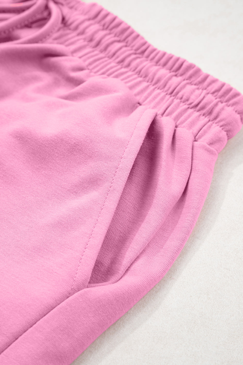 Bonbon Solid Loose V Neck Half Sleeve Tee and Shorts-Two Piece Sets/Short Sets-[Adult]-[Female]-2022 Online Blue Zone Planet