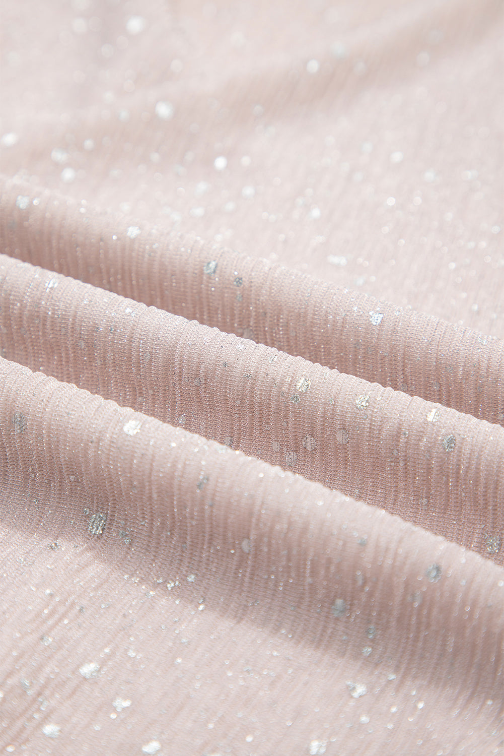 Light Pink V Neck Sequin Plisse Long Sleeve Blouse-Tops/Blouses & Shirts-[Adult]-[Female]-2022 Online Blue Zone Planet