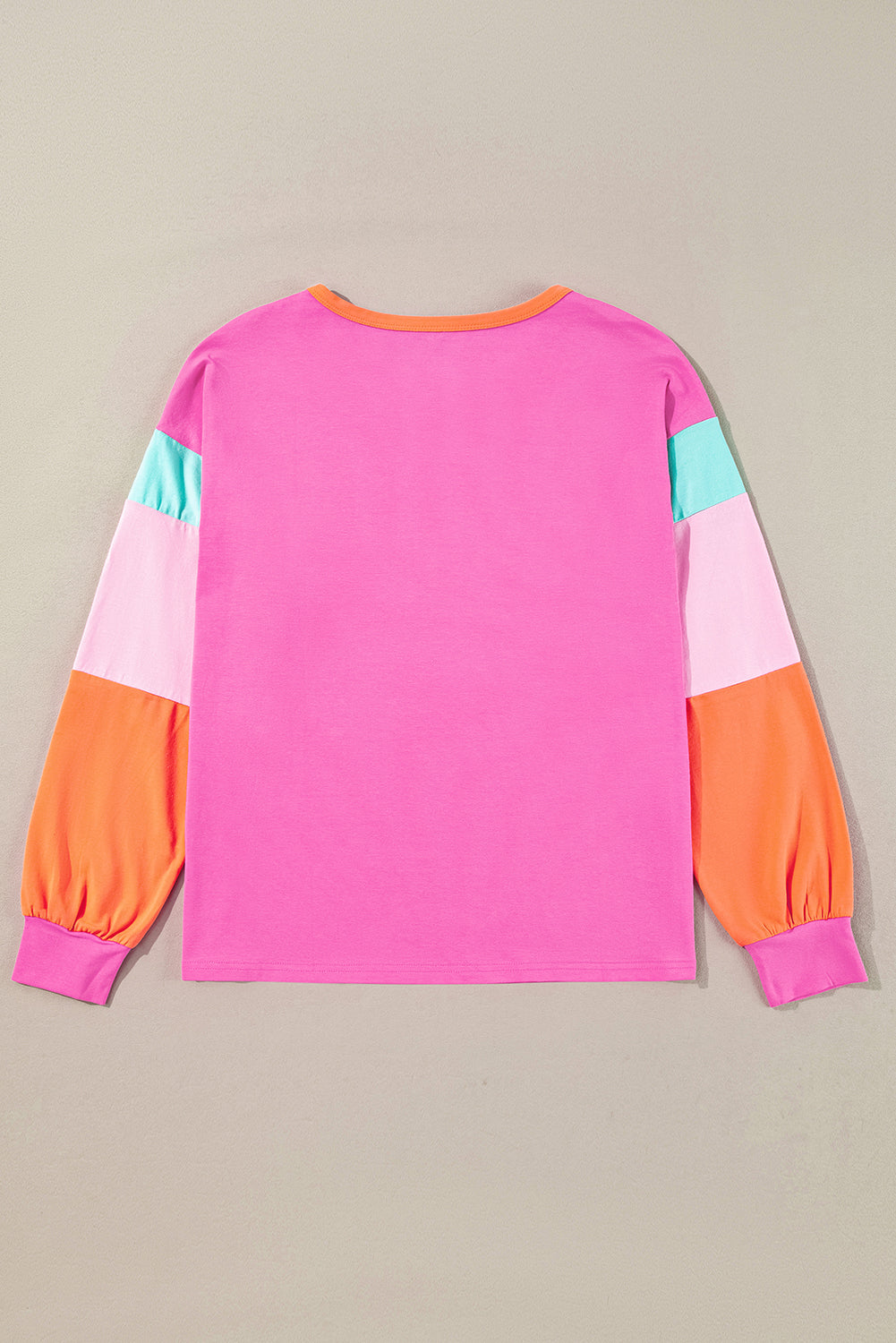 Green Colorblock Patchwork Long Sleeve Loose Top-Tops/Long Sleeve Tops-[Adult]-[Female]-2022 Online Blue Zone Planet