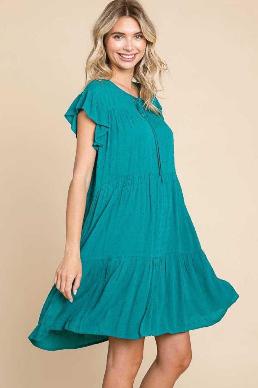 Blue Zone Planet | Culture Code Ruffle Cap Sleeve Tiered Dress-TOPS / DRESSES-[Adult]-[Female]-2022 Online Blue Zone Planet