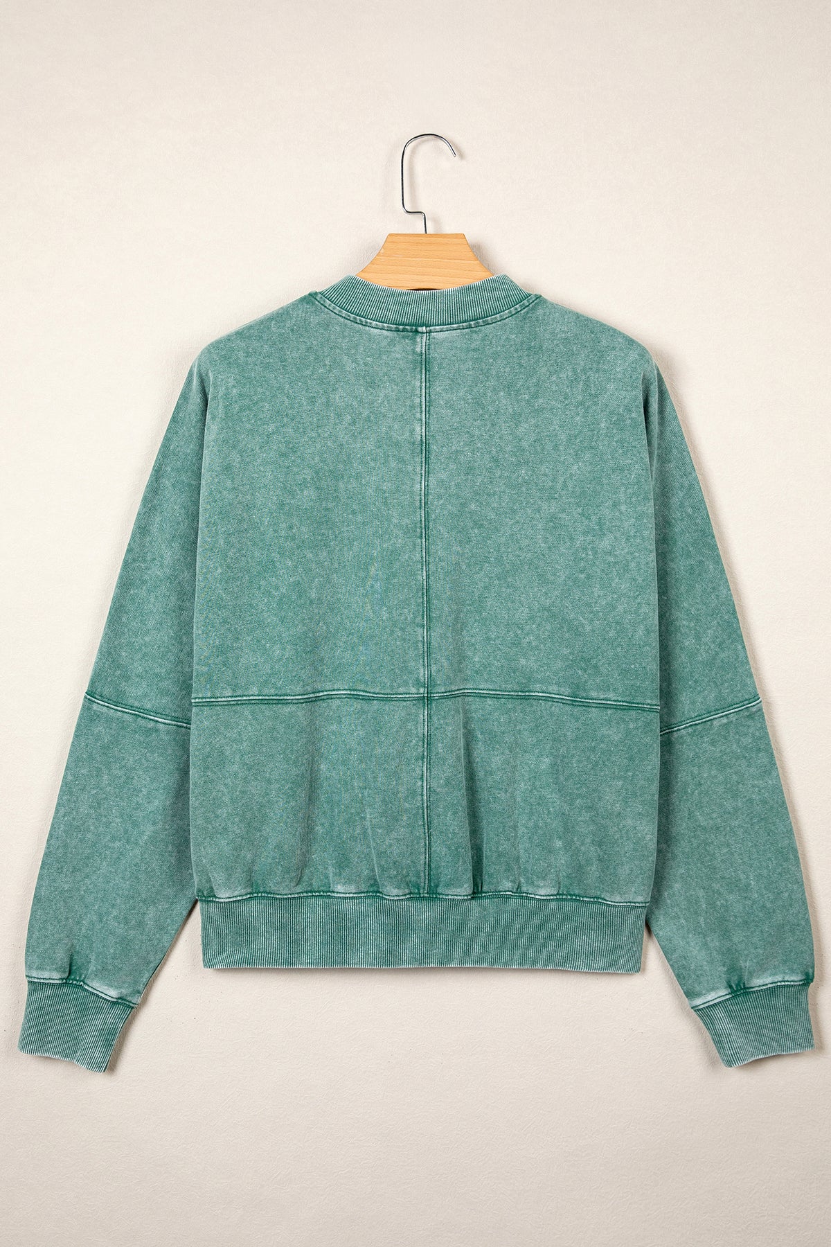Evergreen Mineral Washed Zip Open-Front Jacket Style Cotton Sweatshirt-Tops/Sweatshirts & Hoodies-[Adult]-[Female]-2022 Online Blue Zone Planet