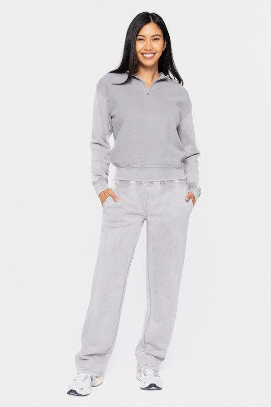 Mono B Elastic Waist Fleece Pants with Pockets-BOTTOMS SIZES SMALL MEDIUM LARGE-[Adult]-[Female]-2022 Online Blue Zone Planet