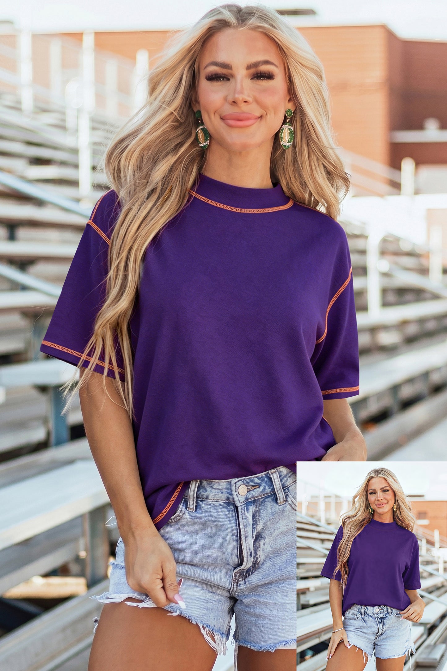 Light Grey Reversible Contrast-Stitched T-Shirt-Tops/Tops & Tees-[Adult]-[Female]-2022 Online Blue Zone Planet