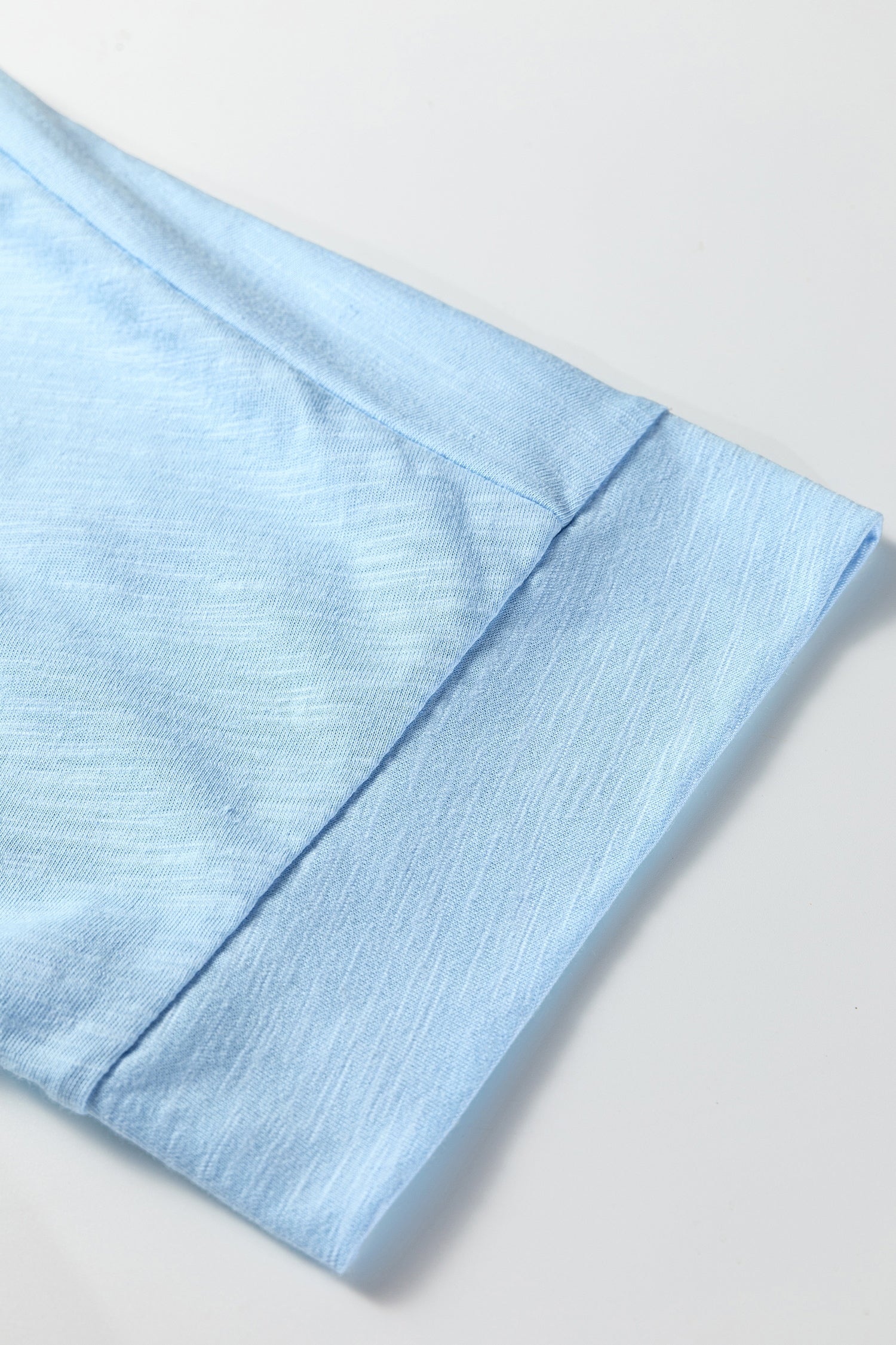 Light Blue Flower Patched Exposed Seam Bracelet Sleeve Oversized T Shirt-Bracelet-[Adult]-[Female]-2022 Online Blue Zone Planet