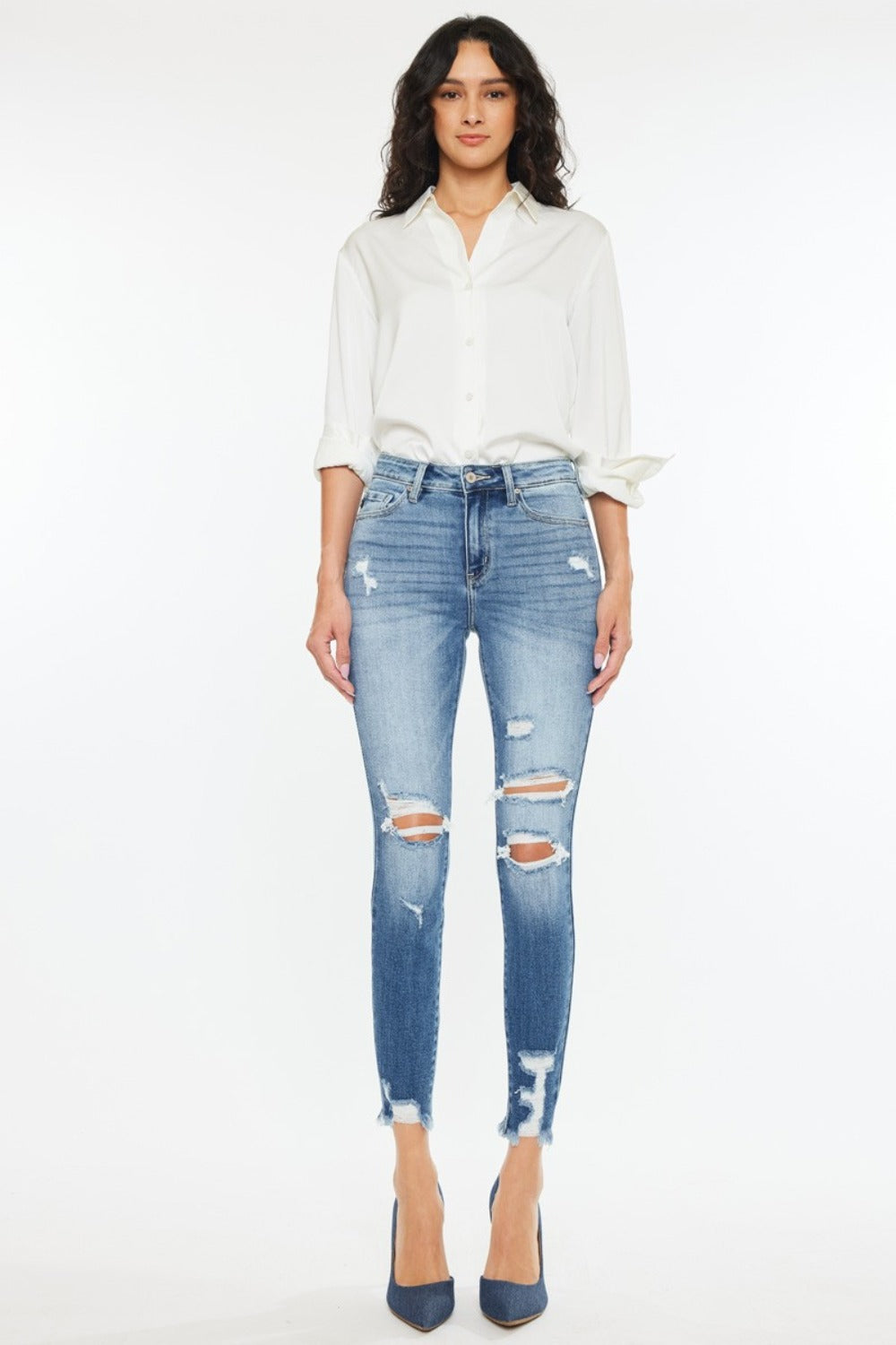 Blue Zone Planet | Kancan High Rise Frayed Ankle Skinny Jeans-TOPS / DRESSES-[Adult]-[Female]-2022 Online Blue Zone Planet