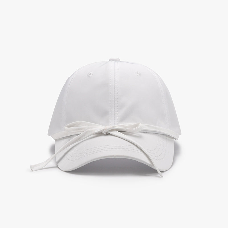 Tied Bow Cotton Baseball Cap-BASEBALL HATS-[Adult]-[Female]-White-One Size-2022 Online Blue Zone Planet