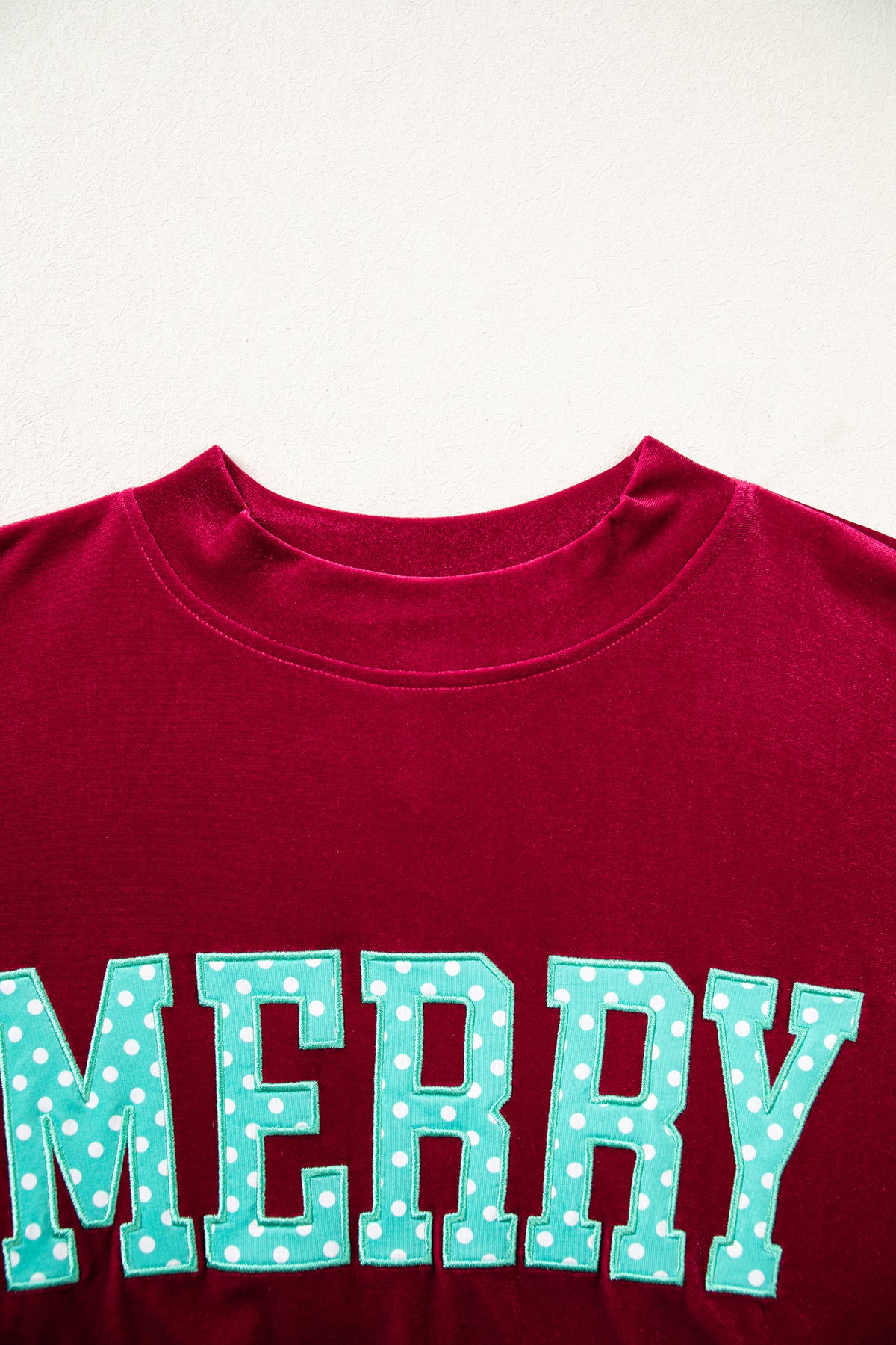 Burgundy Christmas Velvet Graphic Print Long Sleeve Sweatshirt-Tops/Sweatshirts & Hoodies-[Adult]-[Female]-2022 Online Blue Zone Planet
