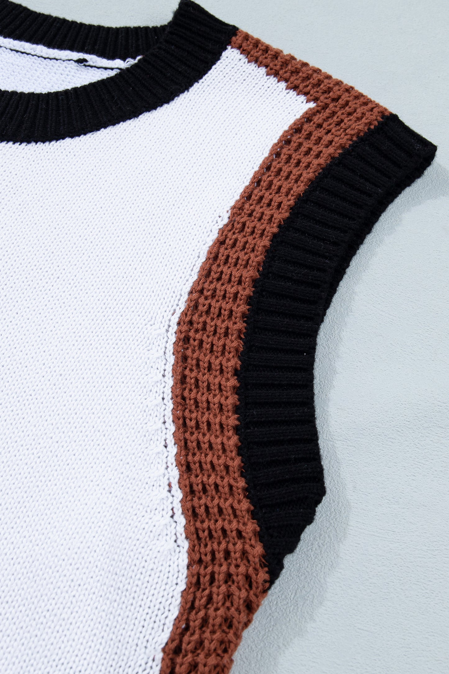 White Western Horse Head Colorblock Trim Sweater Vest-TOPS / DRESSES-[Adult]-[Female]-2022 Online Blue Zone Planet