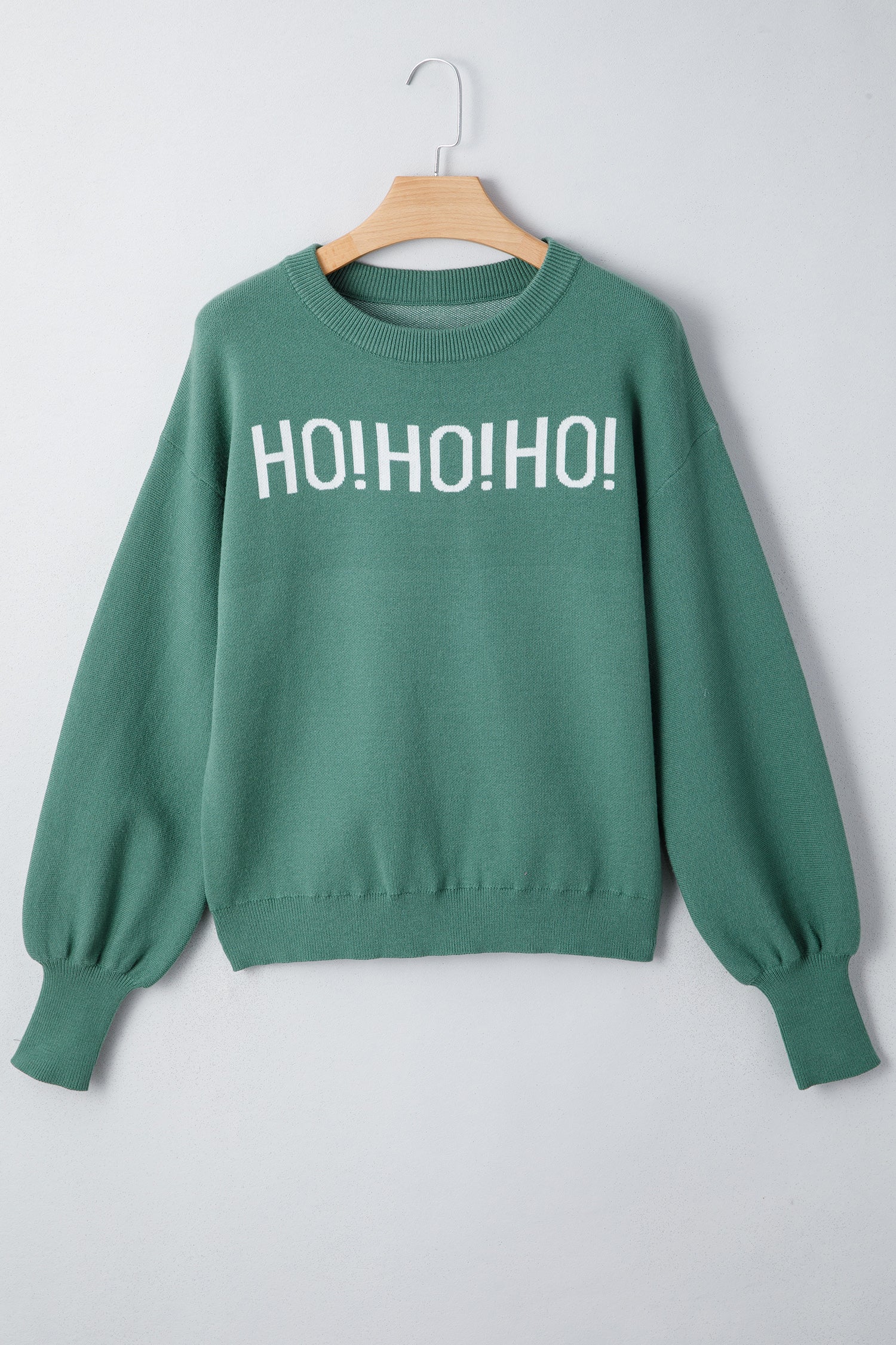 Blackish Green HO HO HO MERRY CHRISTMAS Drop Shoulder Loose Sweater-TOPS / DRESSES-[Adult]-[Female]-2022 Online Blue Zone Planet