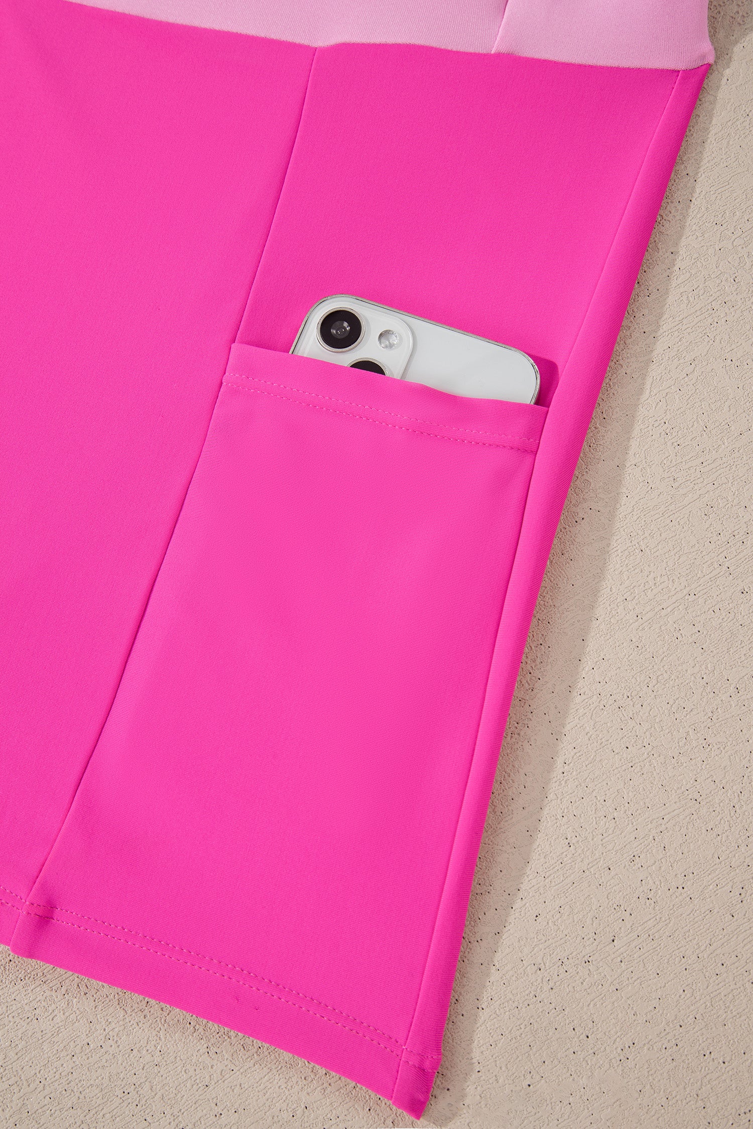 Rose Red Contrast Trim Neckline Active Shorts Attached One Piece Swim Dress-TOPS / DRESSES-[Adult]-[Female]-2022 Online Blue Zone Planet