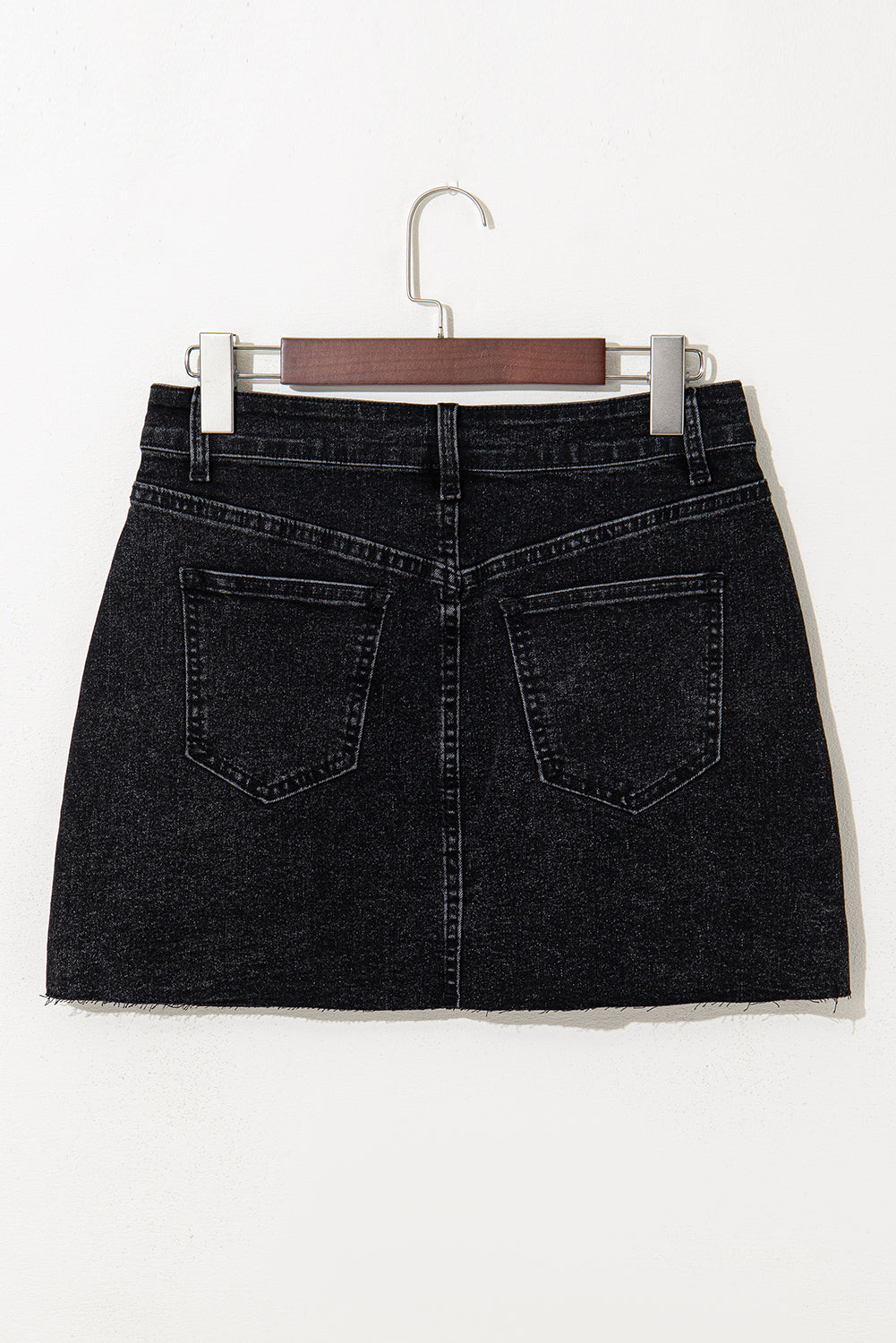 Carbon Grey Mineral Wash Ripped Raw Hem Denim Mini Skirt-Bottoms/Skirts & Petticoat-[Adult]-[Female]-2022 Online Blue Zone Planet