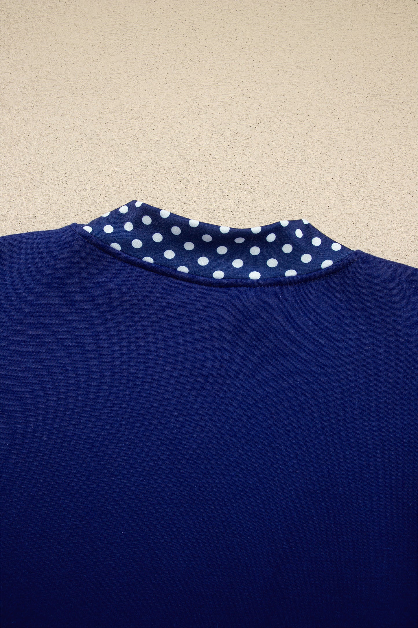Dirty blue Colorblock Polka Dot Contrast Trim Oversized Sweatshirt-Tops/Sweatshirts & Hoodies-[Adult]-[Female]-2022 Online Blue Zone Planet