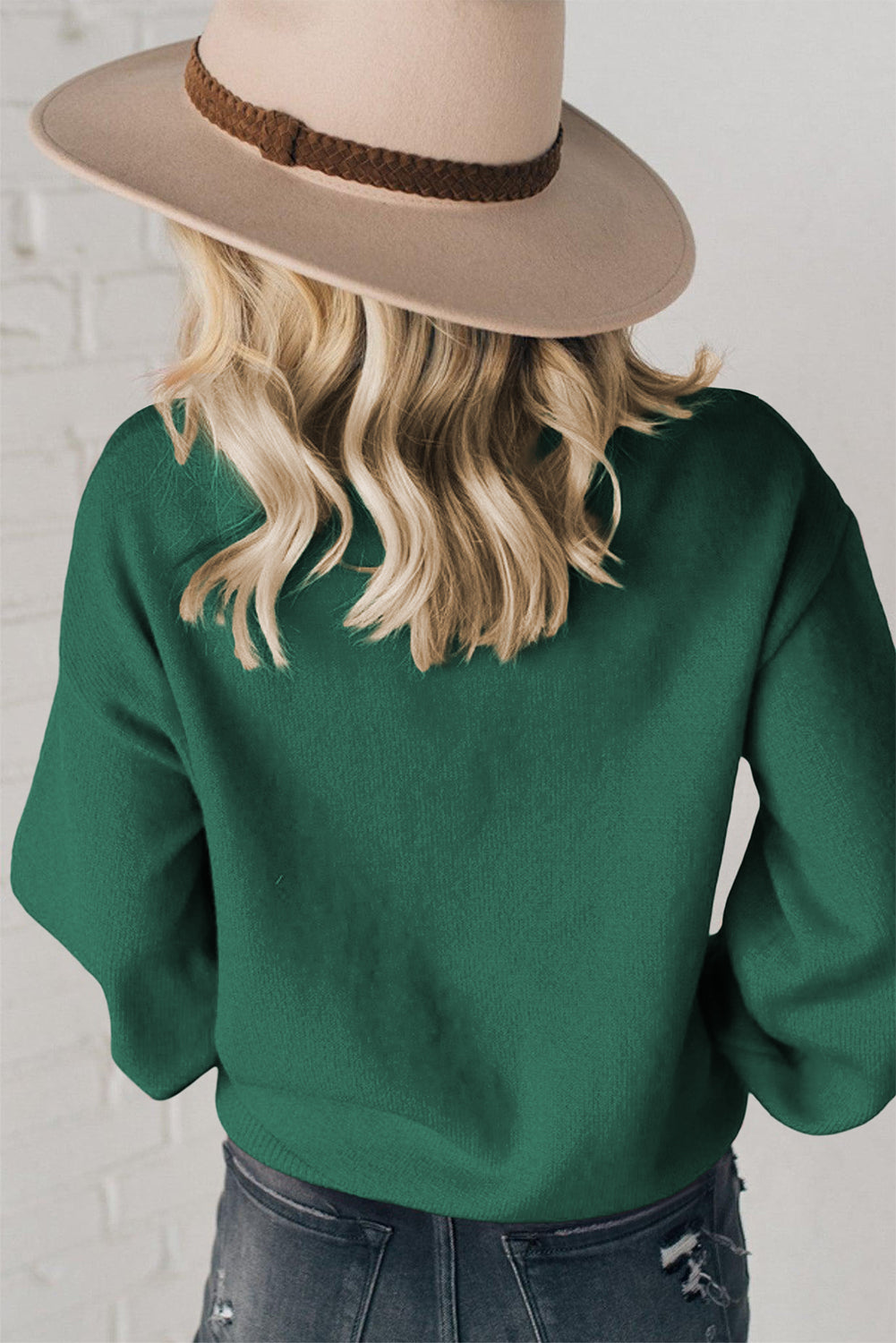 Blackish Green Pearl Beaded Merry Casual Sweater-Sweaters & Cardigans/Sweaters-[Adult]-[Female]-2022 Online Blue Zone Planet