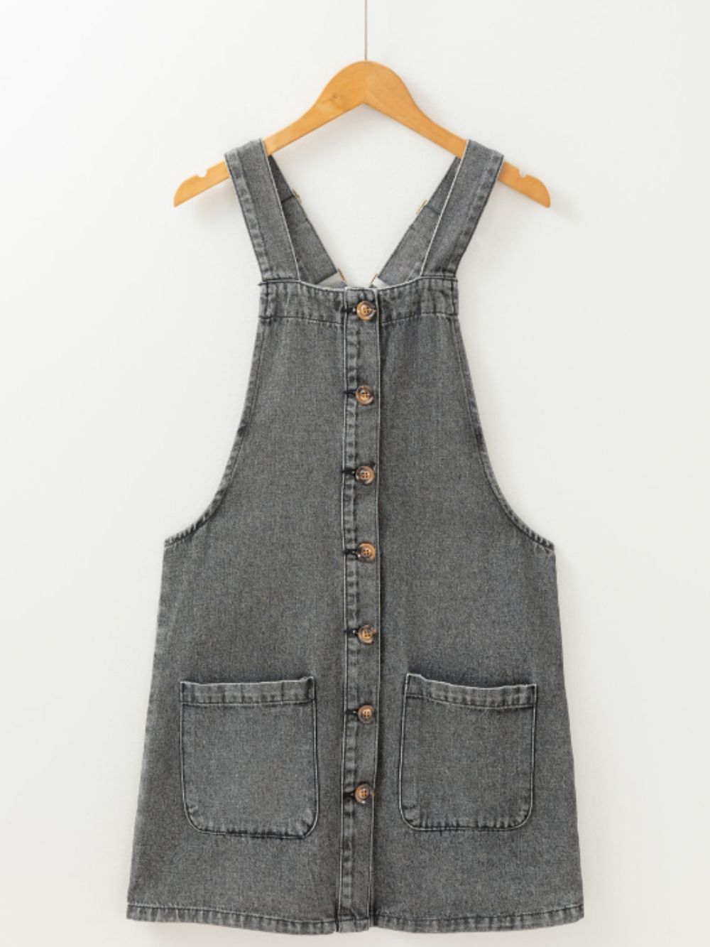 Blue Zone Planet | Wide Strap Button Down Denim Overall Dress-TOPS / DRESSES-[Adult]-[Female]-2022 Online Blue Zone Planet