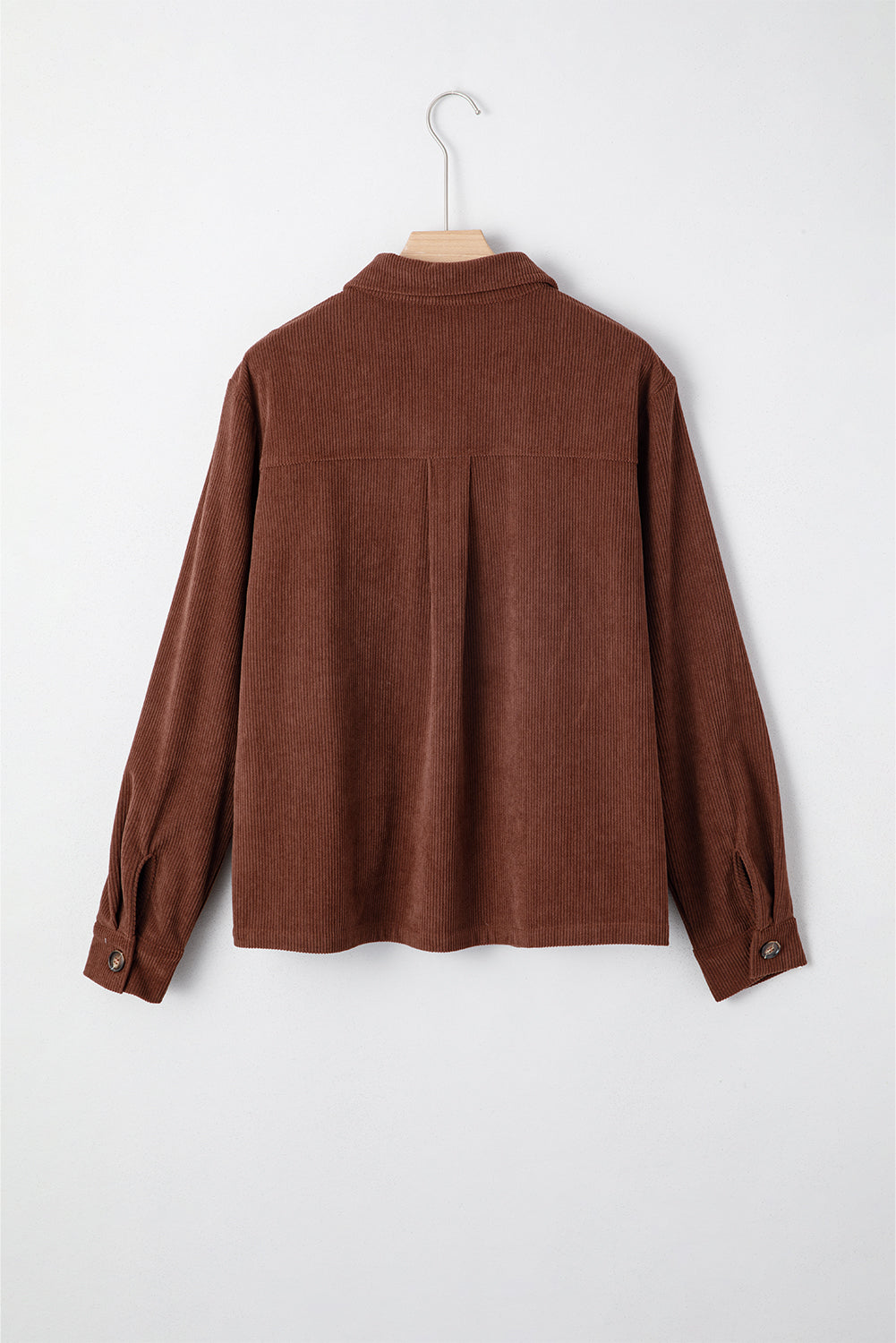 Coffee Floral Embroidered Collar Button Front Corduroy Jacket With Pocket-Outerwear/Jackets-[Adult]-[Female]-2022 Online Blue Zone Planet