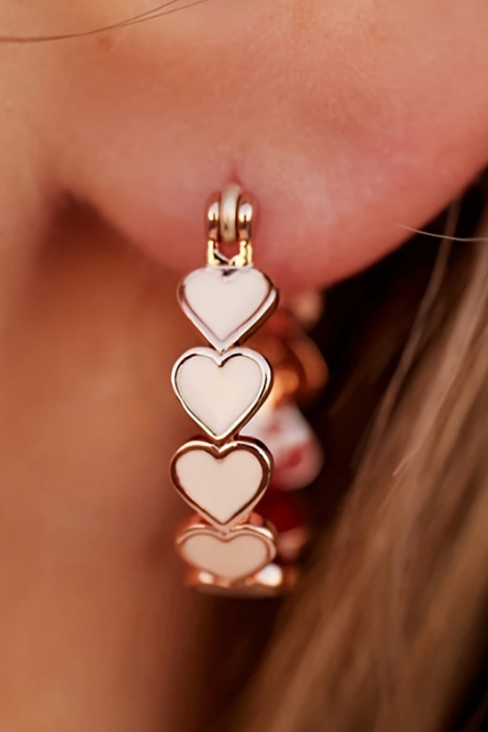White Heart Shape Plated Alloy Small Hook Earrings-Accessories/Jewelry-[Adult]-[Female]-2022 Online Blue Zone Planet