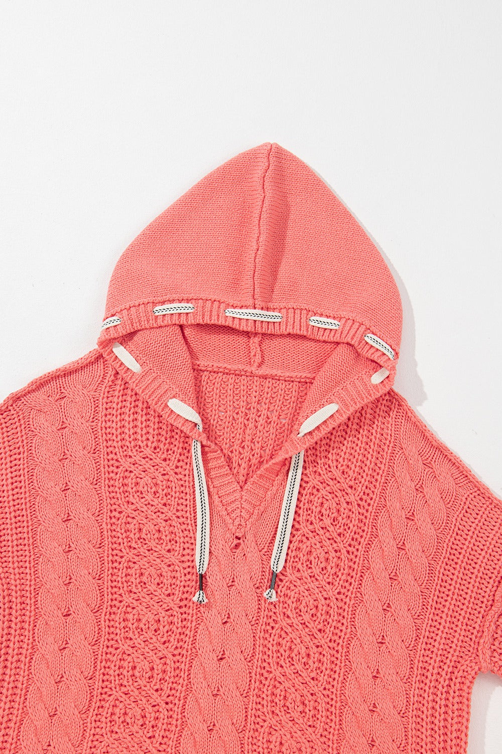 Drawstring Cable-Knit Hooded Sweater-TOPS / DRESSES-[Adult]-[Female]-2022 Online Blue Zone Planet