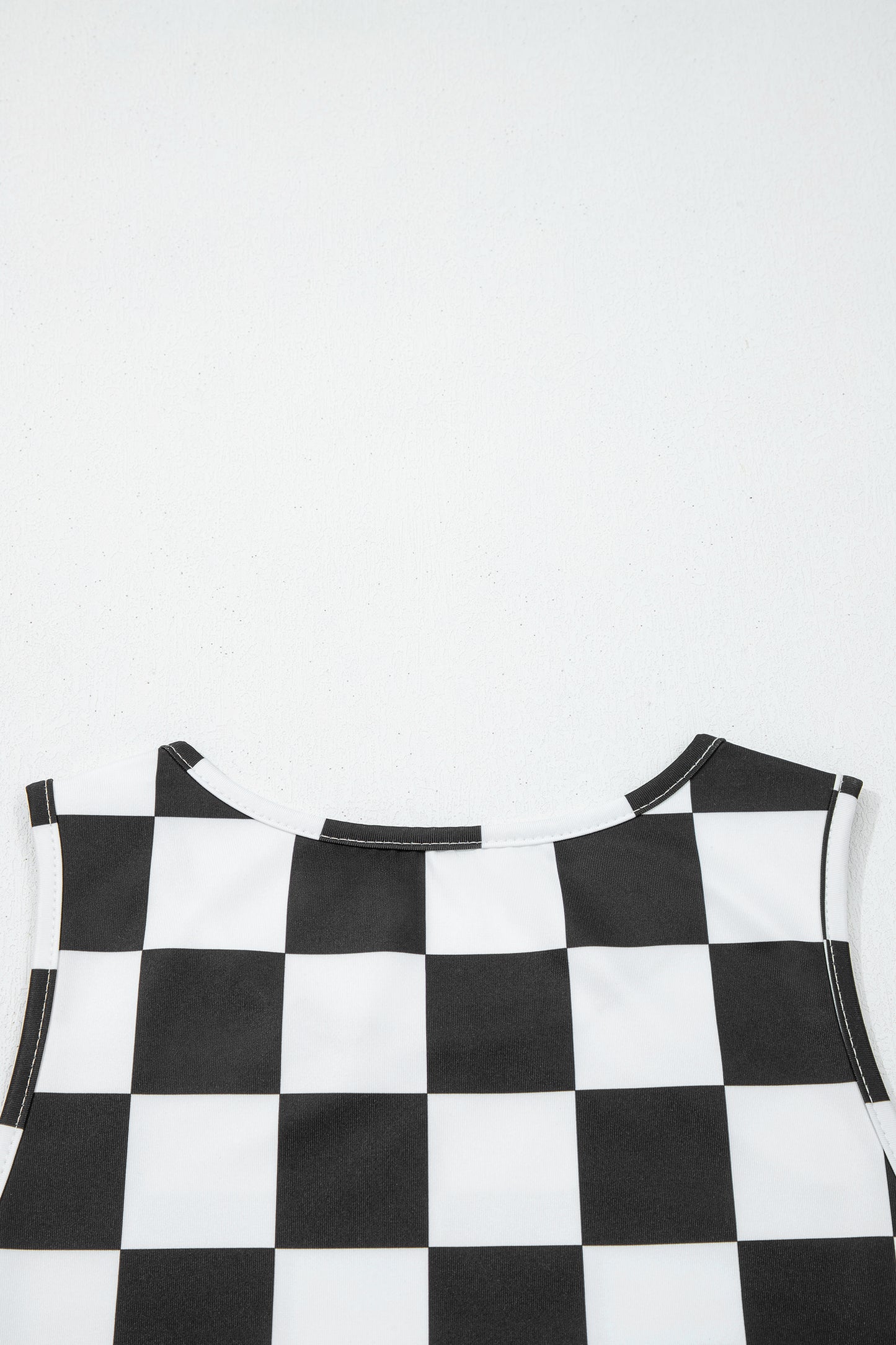 Black Checkerboard Printed Slim Tank Top-Tops/Tank Tops-[Adult]-[Female]-2022 Online Blue Zone Planet