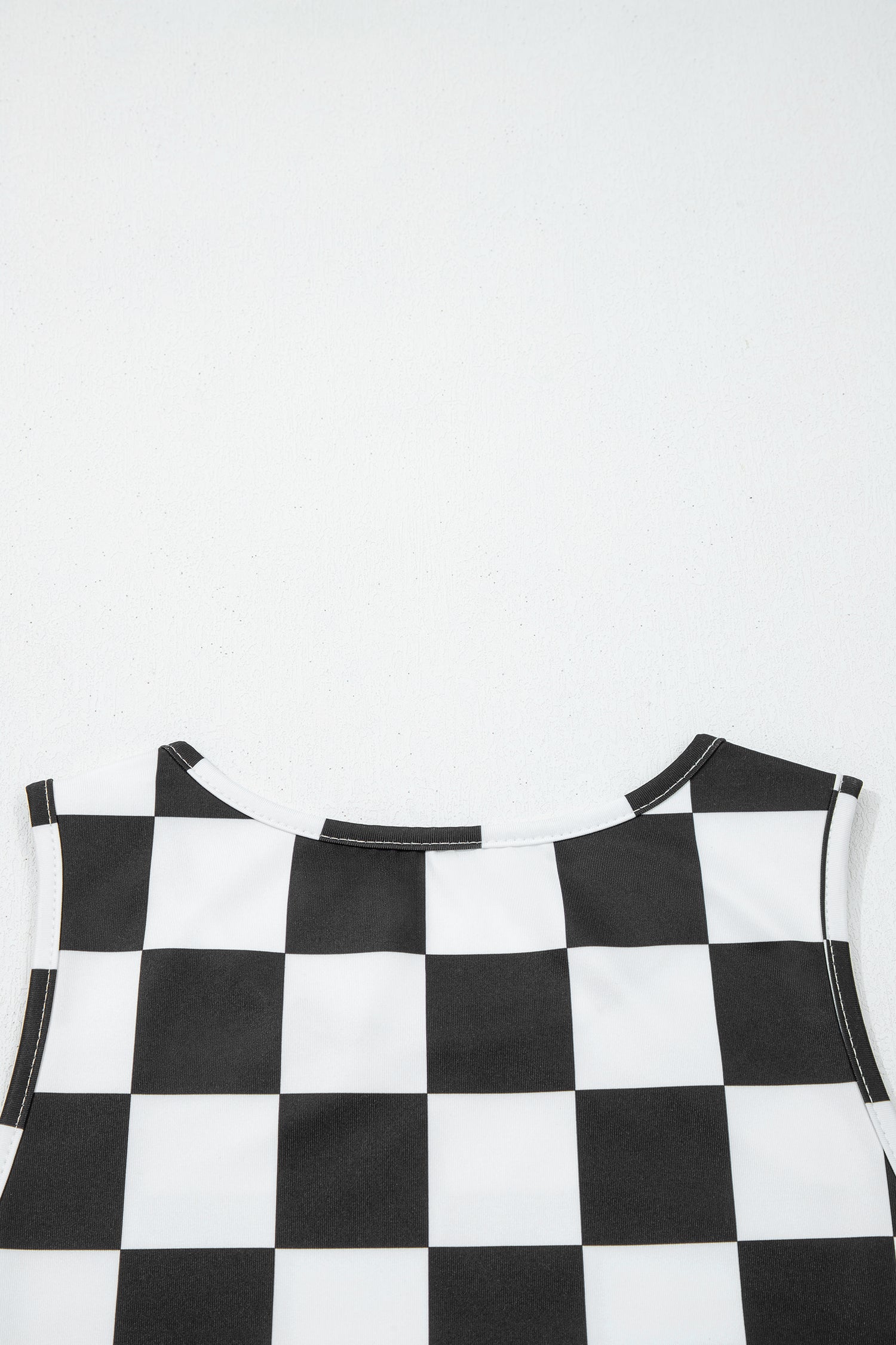 Black Checkerboard Printed Slim Tank Top-Tops/Tank Tops-[Adult]-[Female]-2022 Online Blue Zone Planet