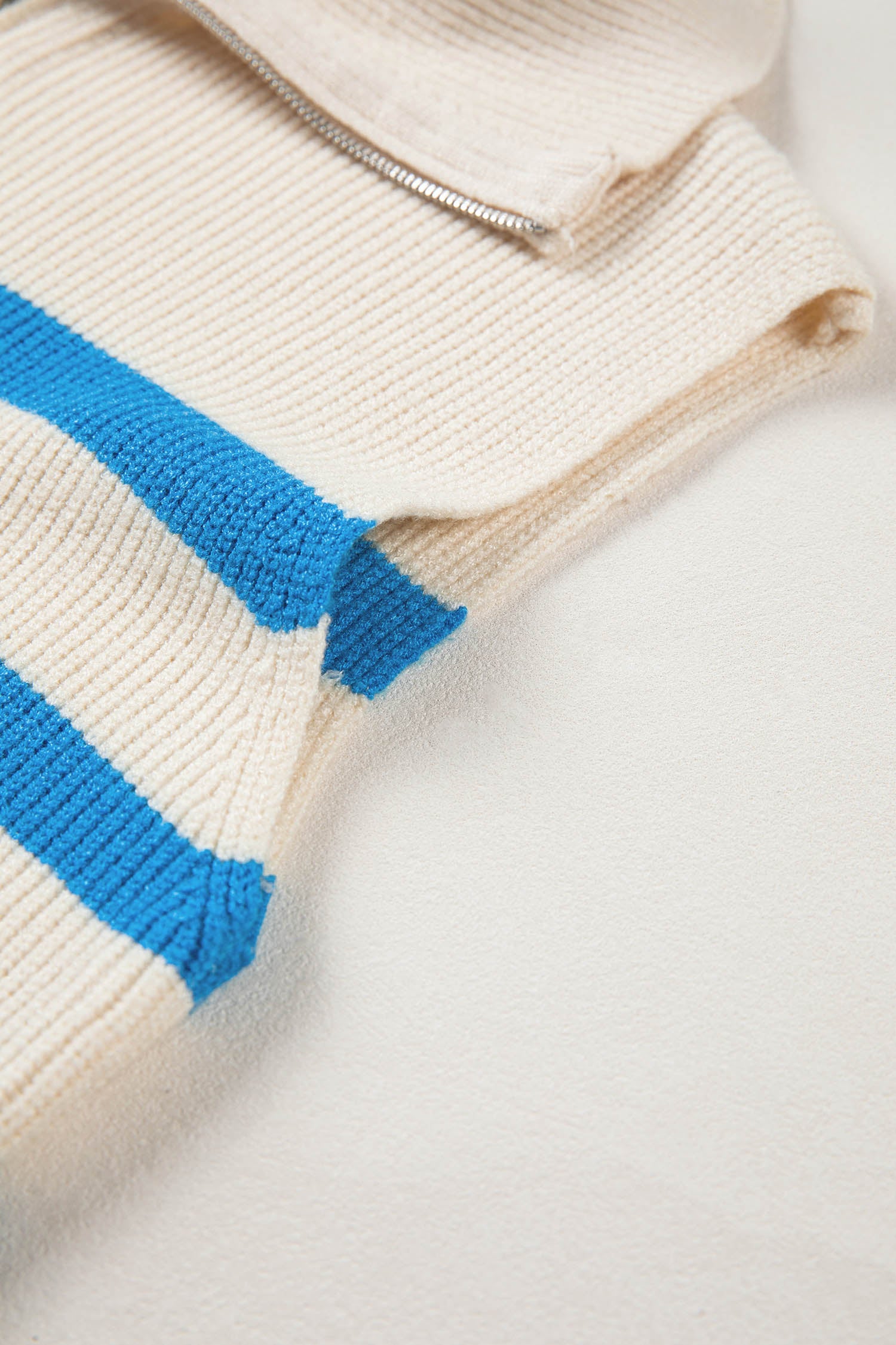 Light Blue Ribbed Half Zip Collared Sweater Vest-Sweaters & Cardigans/Sweater Vests-[Adult]-[Female]-2022 Online Blue Zone Planet