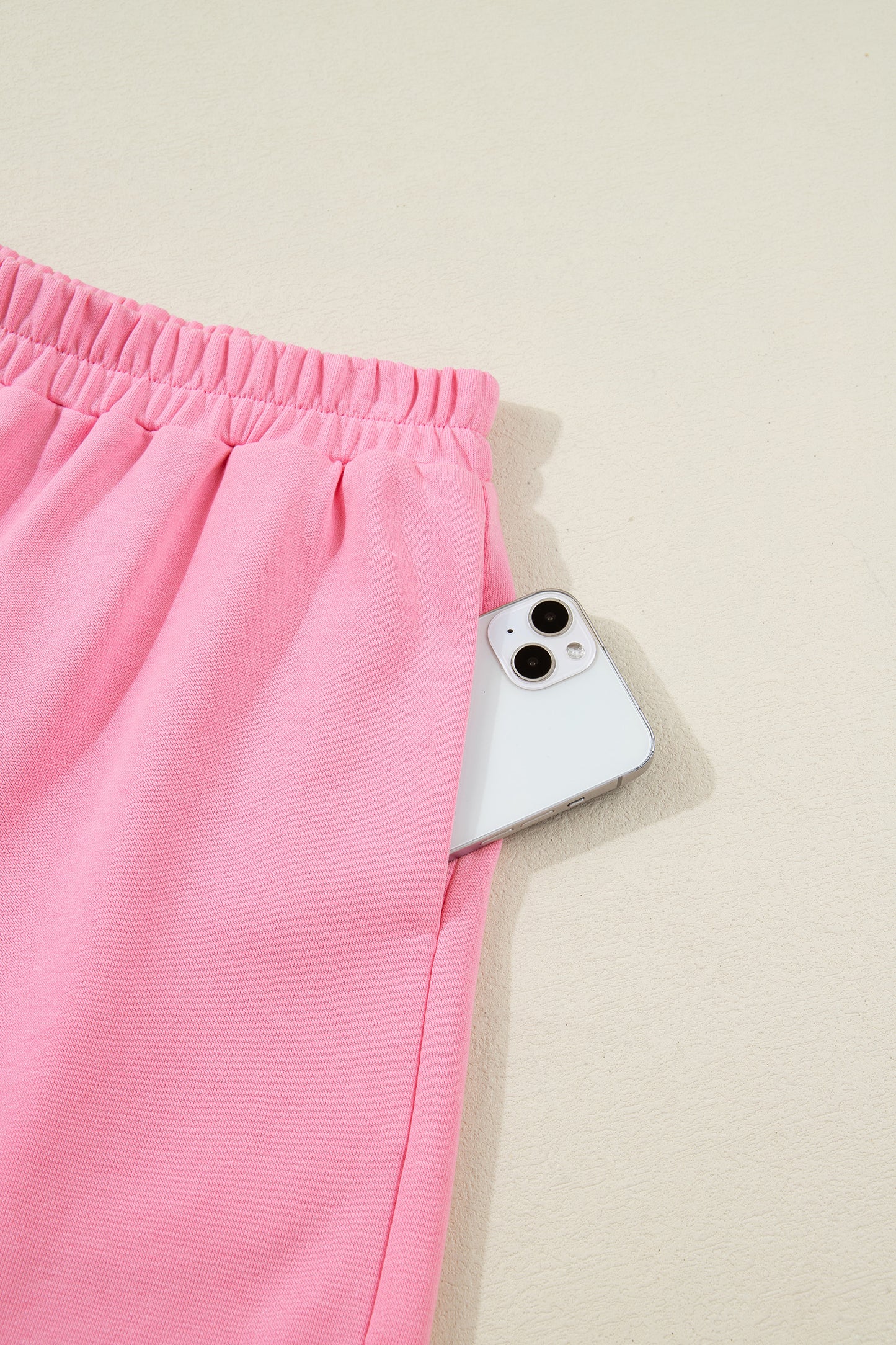 Sachet Pink Plaid Contrasted Double Christmas Tree Patched Raglan Sleeve Pullover 2pcs Short Set-Two Piece Sets/Short Sets-[Adult]-[Female]-2022 Online Blue Zone Planet