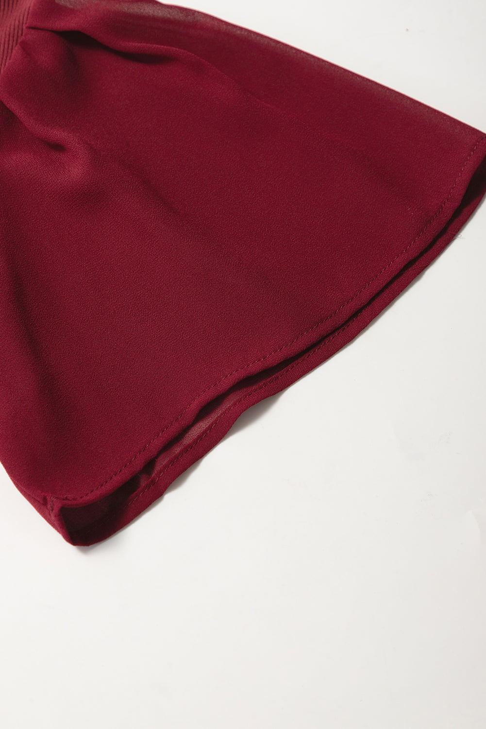 Red Dahlia Mesh Ruffled Sleeve Slim Fit V Neck Top-Tops/Blouses & Shirts-[Adult]-[Female]-2022 Online Blue Zone Planet