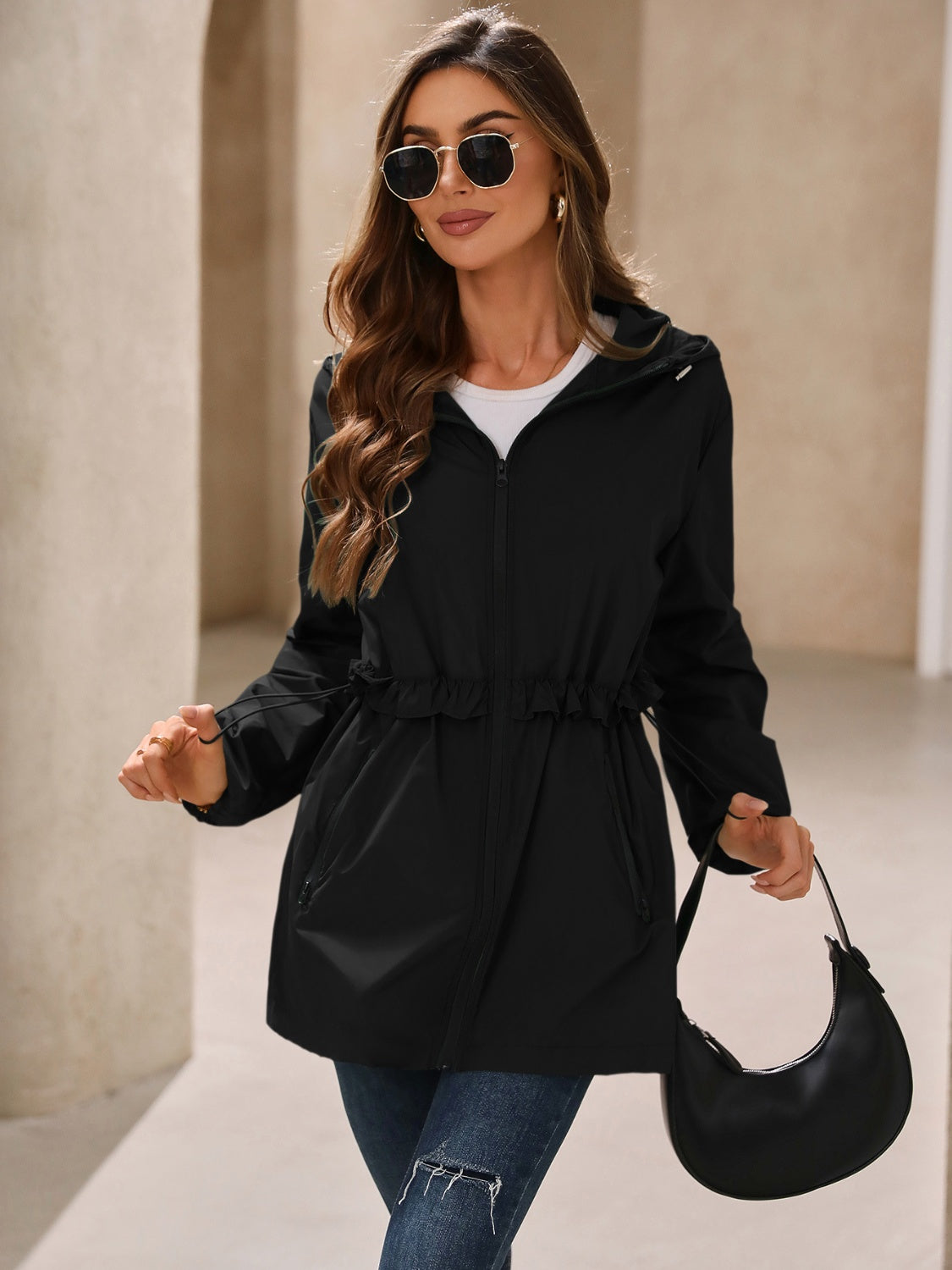 Zip Up Long Sleeve Hooded Jacket-TOPS / DRESSES-[Adult]-[Female]-2022 Online Blue Zone Planet