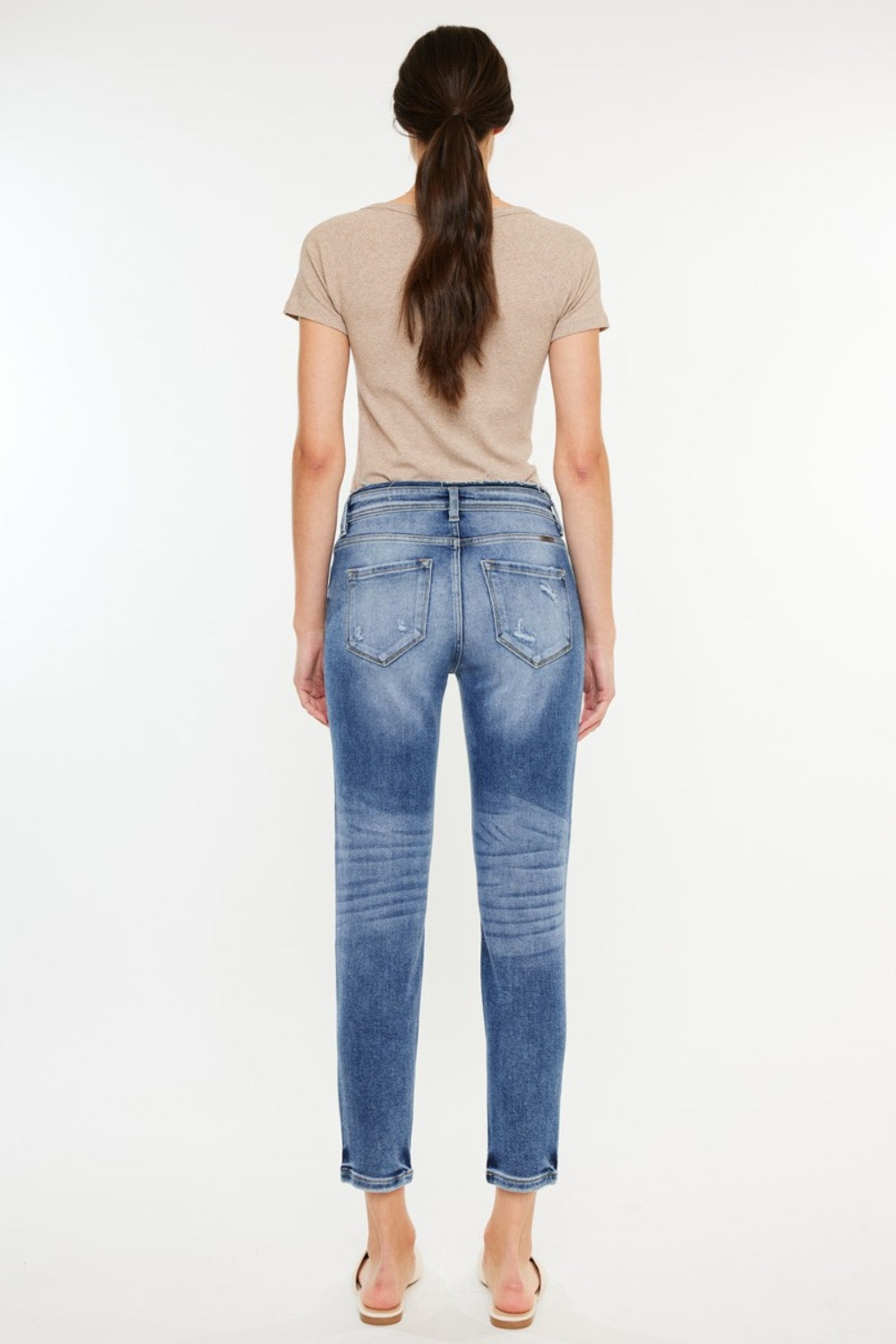 Blue Zone Planet | Kancan High Rise Distressed Mom Jeans-BOTTOMS SIZES SMALL MEDIUM LARGE-[Adult]-[Female]-2022 Online Blue Zone Planet