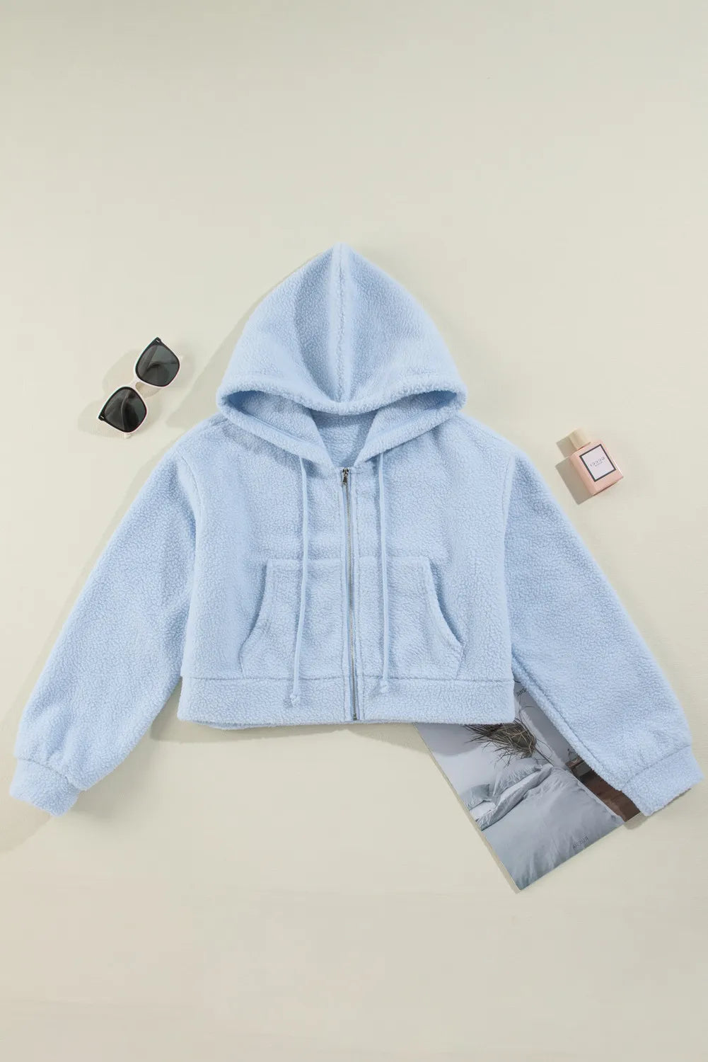 Drawstring Zip Up Long Sleeve Hoodie-TOPS / DRESSES-[Adult]-[Female]-2022 Online Blue Zone Planet