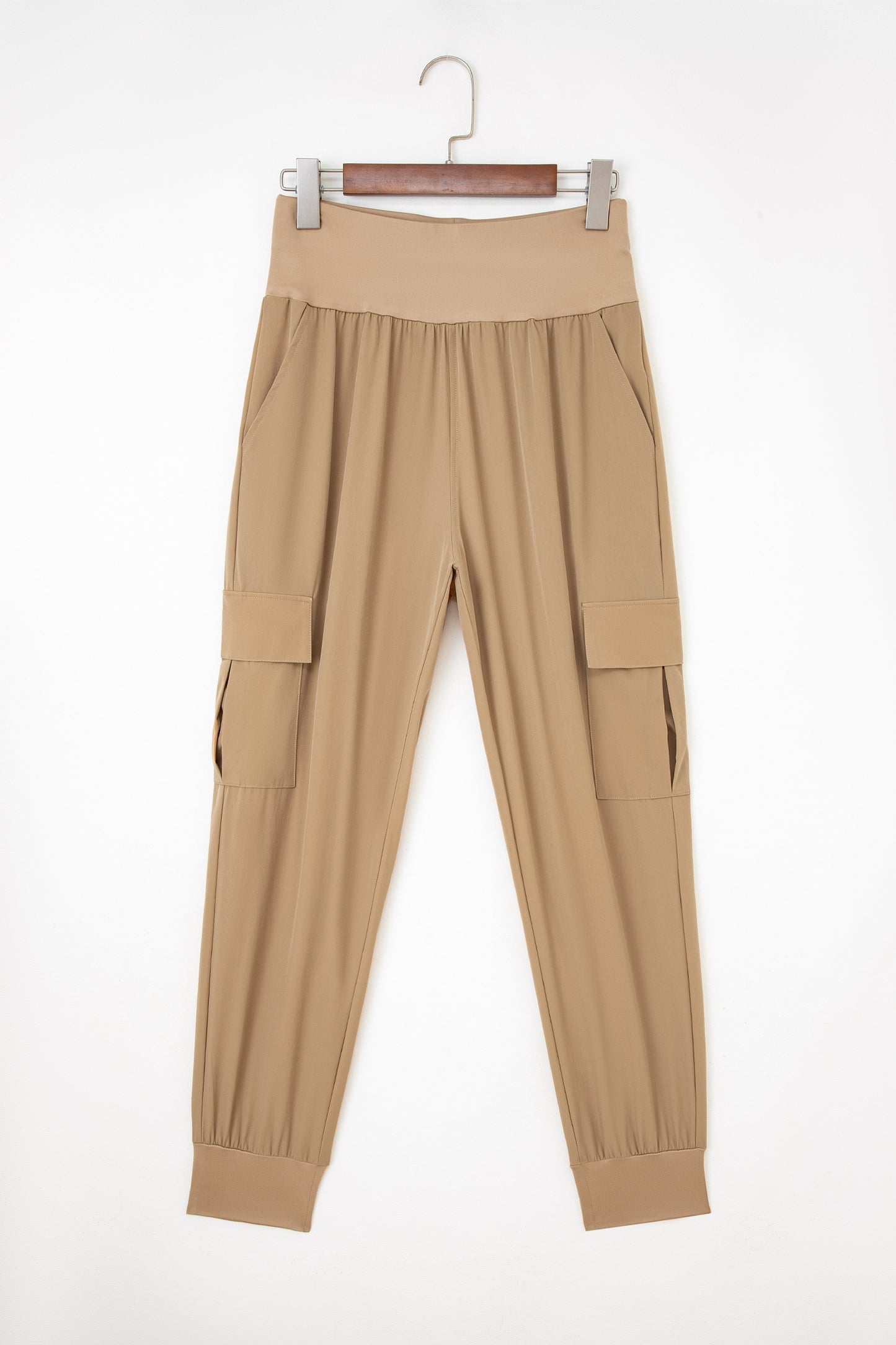 Camel Elastic High Waist Pocketed Cargo Jogger Pants-Bottoms/Pants & Culotte-[Adult]-[Female]-2022 Online Blue Zone Planet