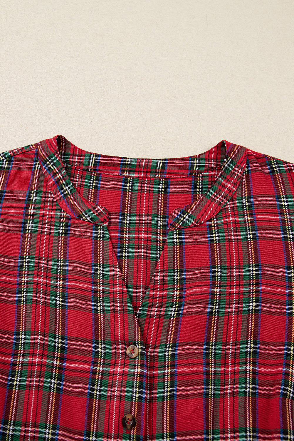 Red Plus Size Plaid Half Button Long Sleeve Holiday Dress-TOPS / DRESSES-[Adult]-[Female]-2022 Online Blue Zone Planet